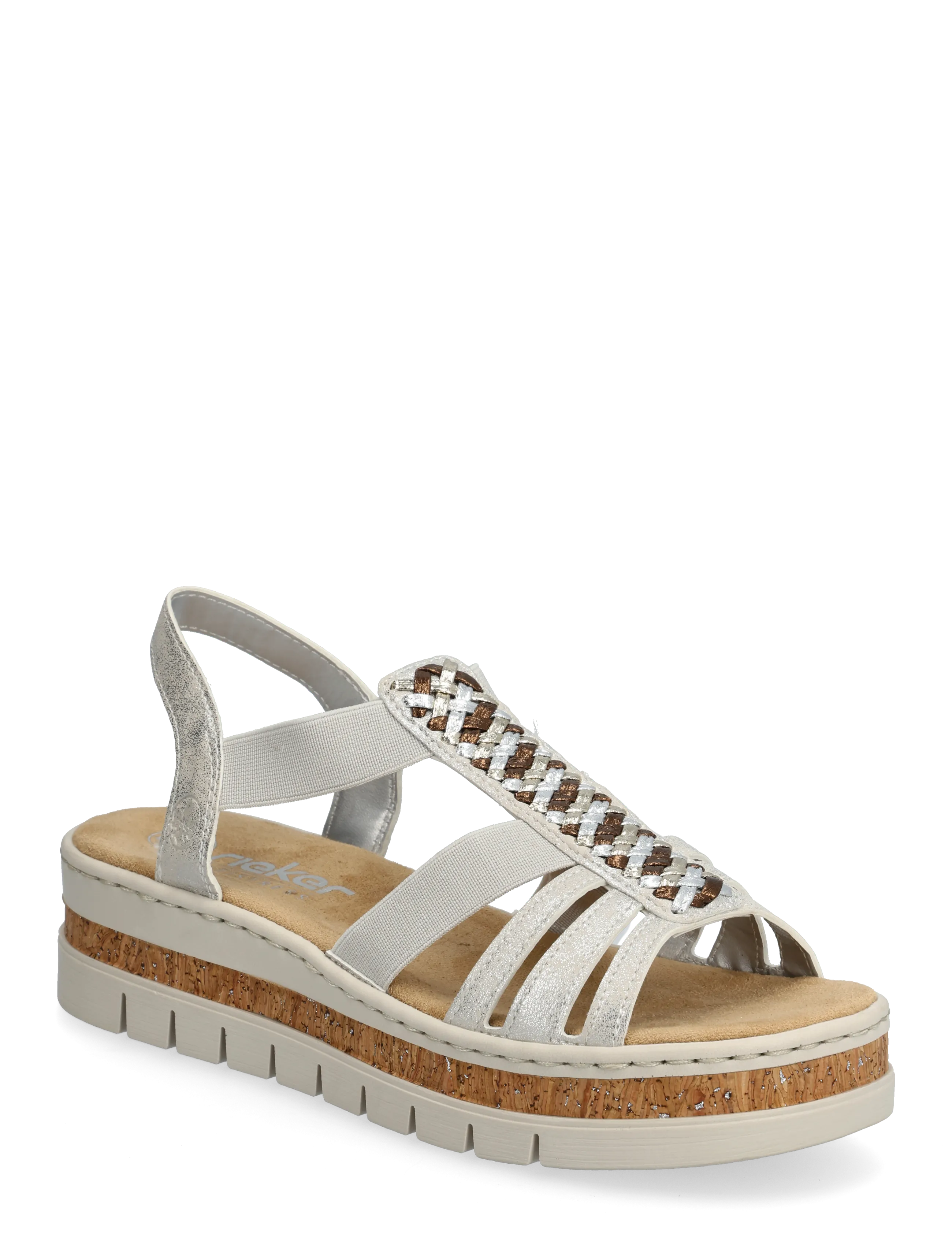 Rieker Rieker Ladies' Sandals V4918-90 Silver/Platinum, 38, Silver, Sandals > Platform Sandals, Dame