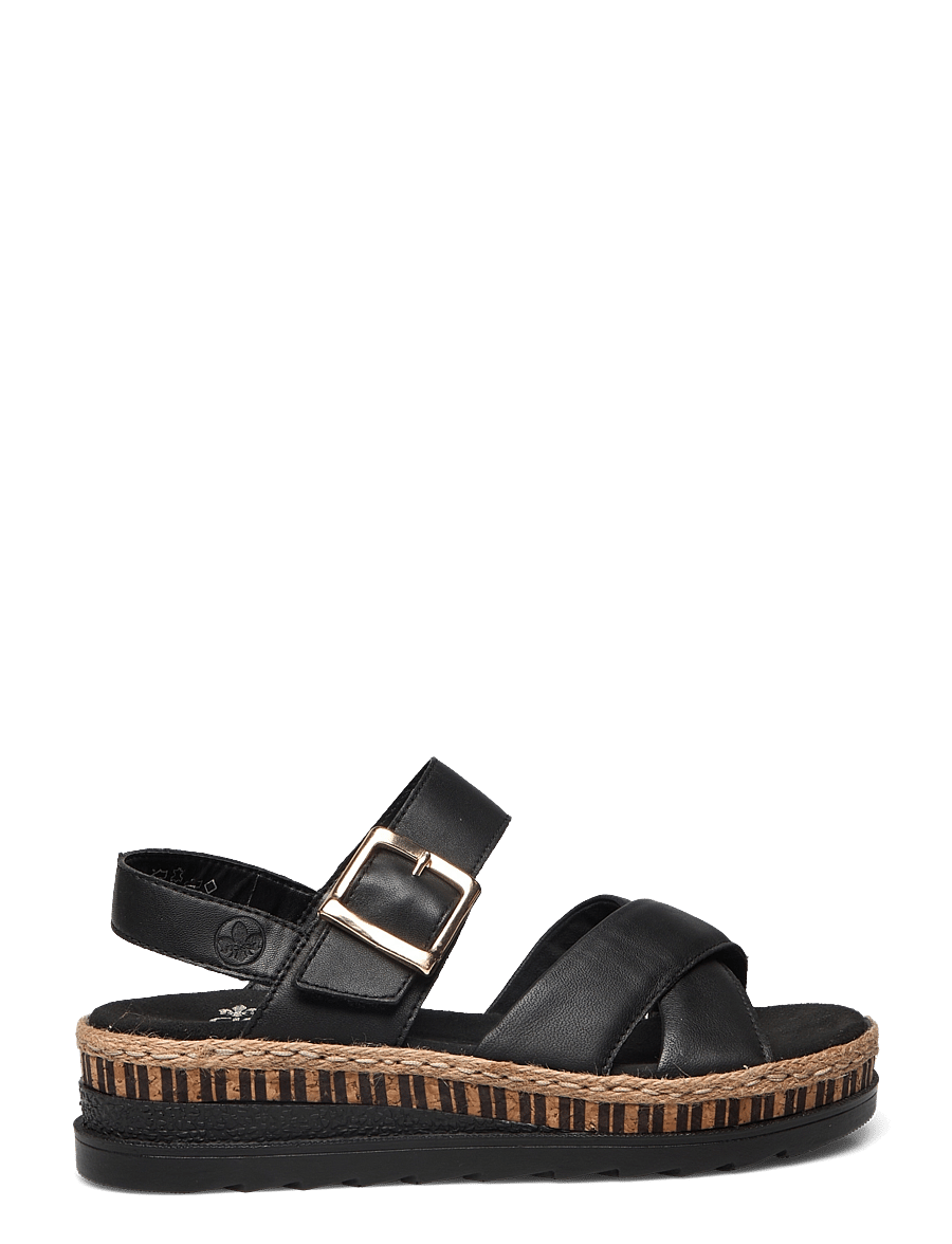 Rieker - Rieker Ladies' sandals V7951-90 Metallic - plateau-sandalen - black - 1