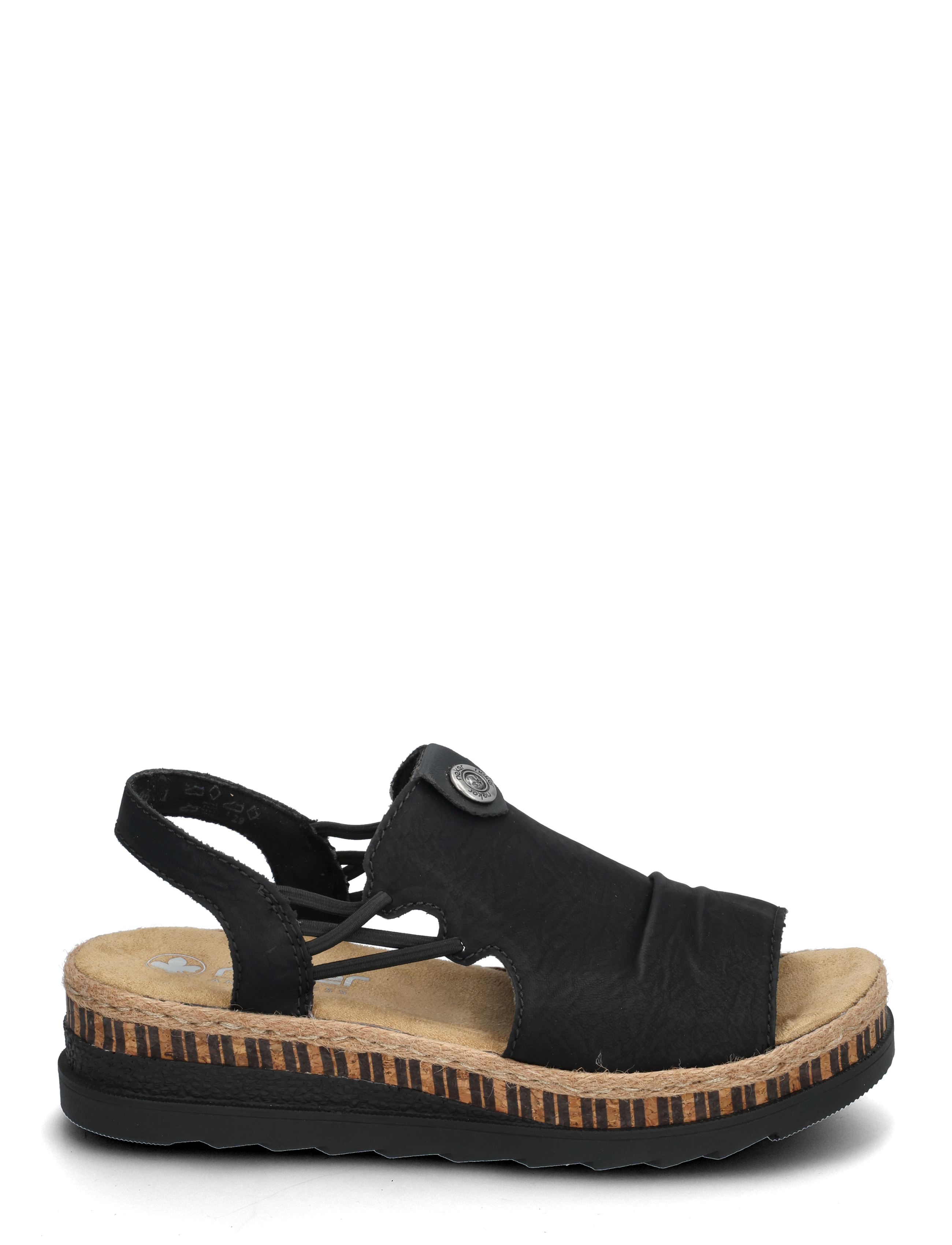 Rieker - Rieker Ladies' sandals V7972-60 Beige - zempapēžu sandales - black - 1