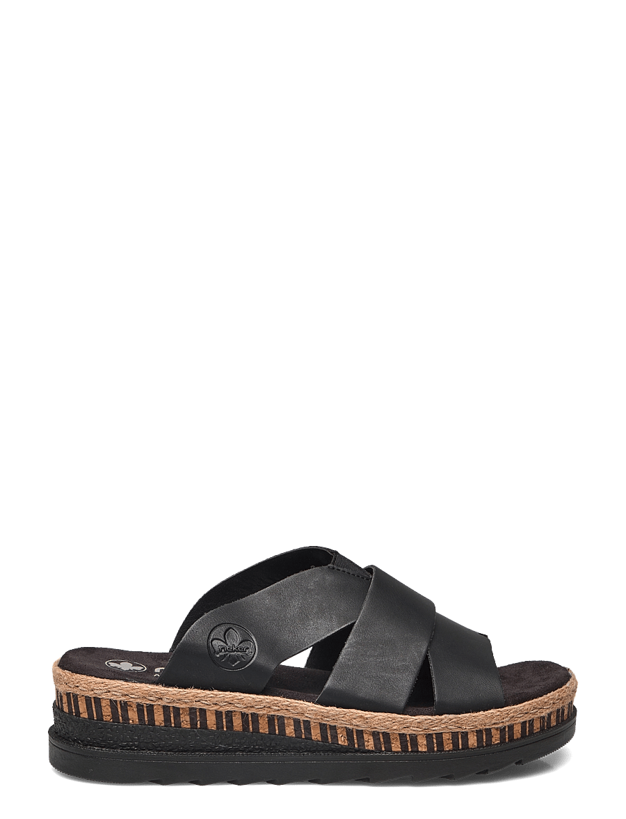 Rieker - Rieker Ladies' sandals V7989-91 Multi - buty z odkrytą piętą na płaskim obcasie - black - 1