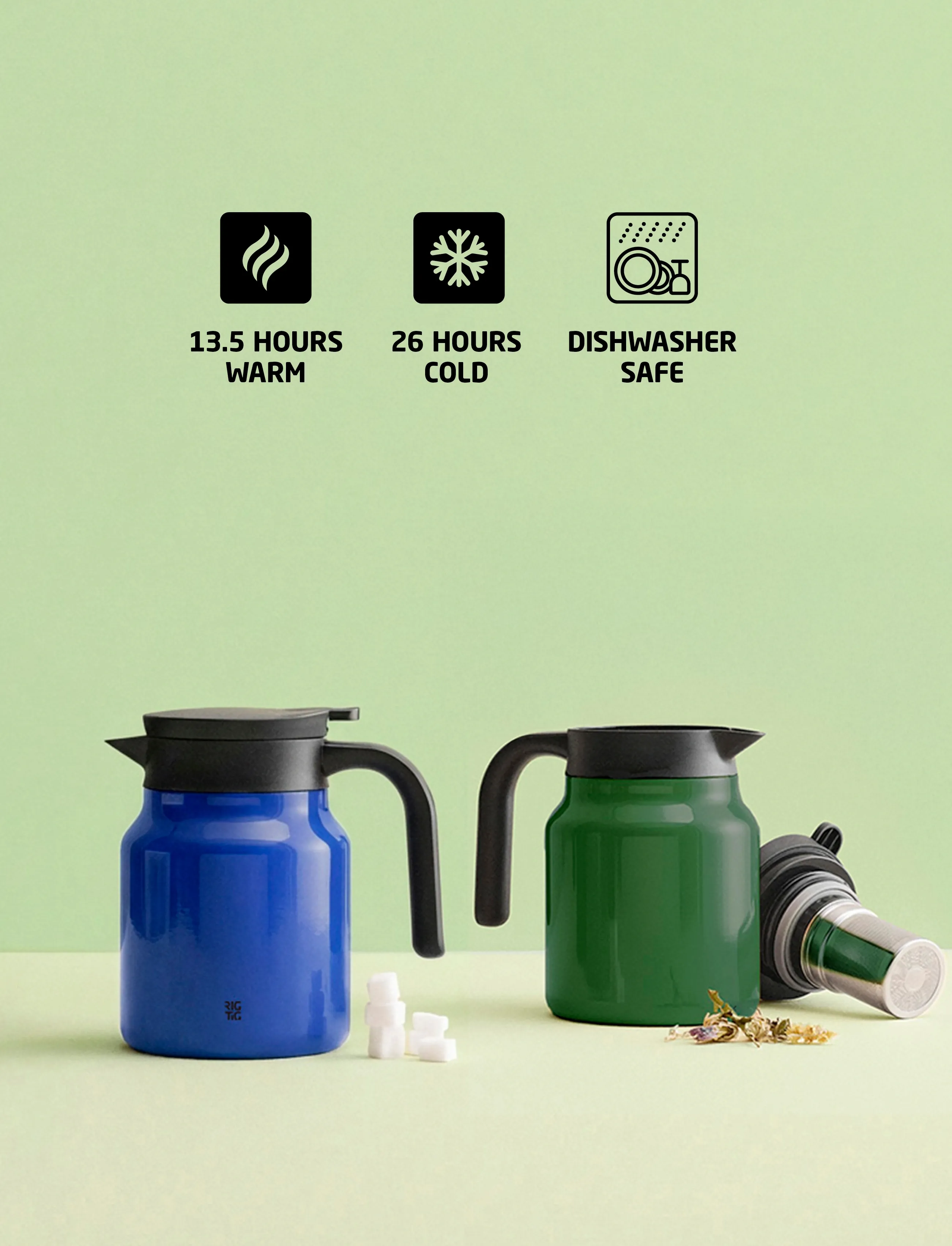 RIG-TIG - THERM-IT vacuum jug 0.9 l. dark green - terminiai grafinai - dark green - 2