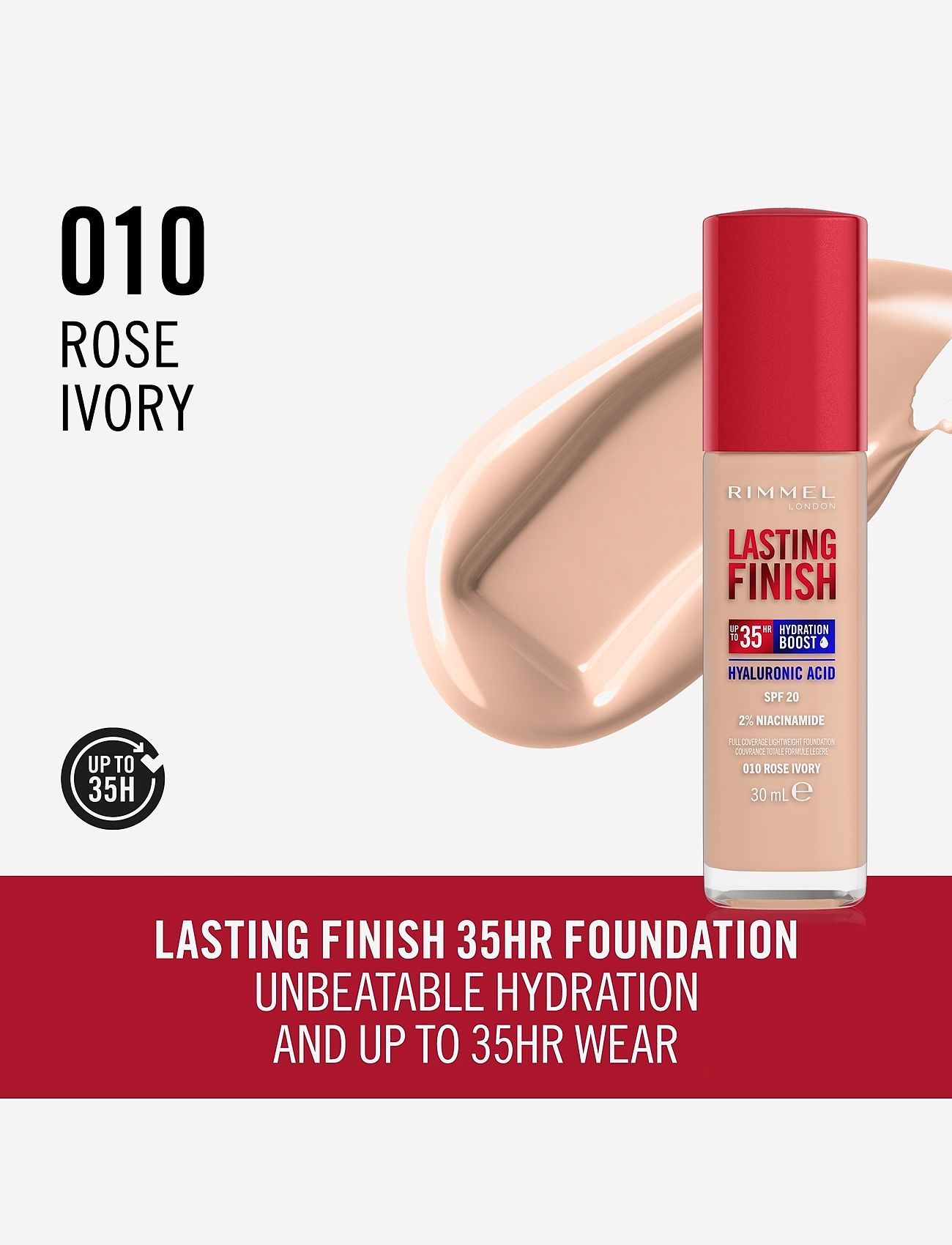 Rimmel - Clean Lasting Finish Foundation 010 Rose Ivory - makeup - 010 rose ivory - 1