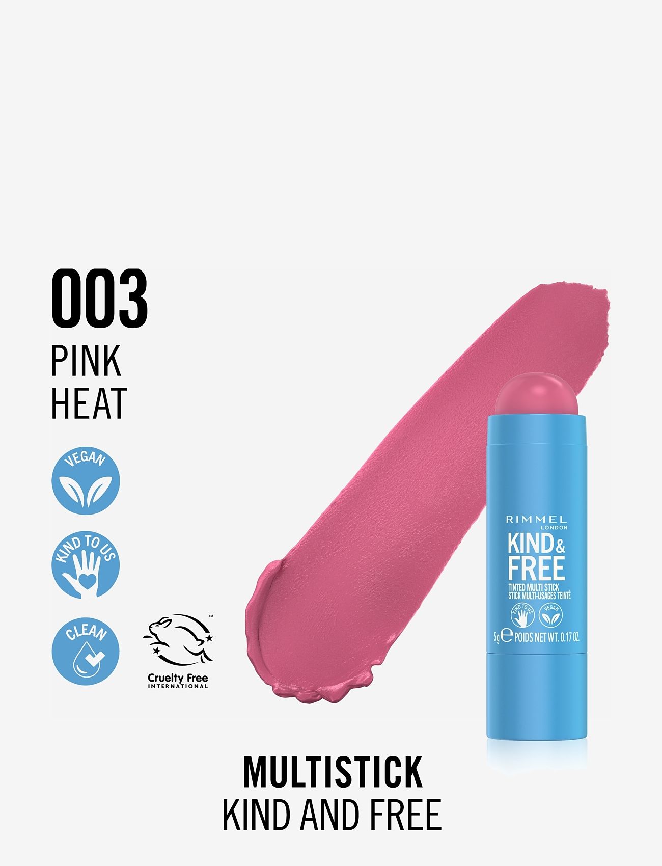 Rimmel - K&F Multi Stick - læbepomade - 003 pink heat - 1