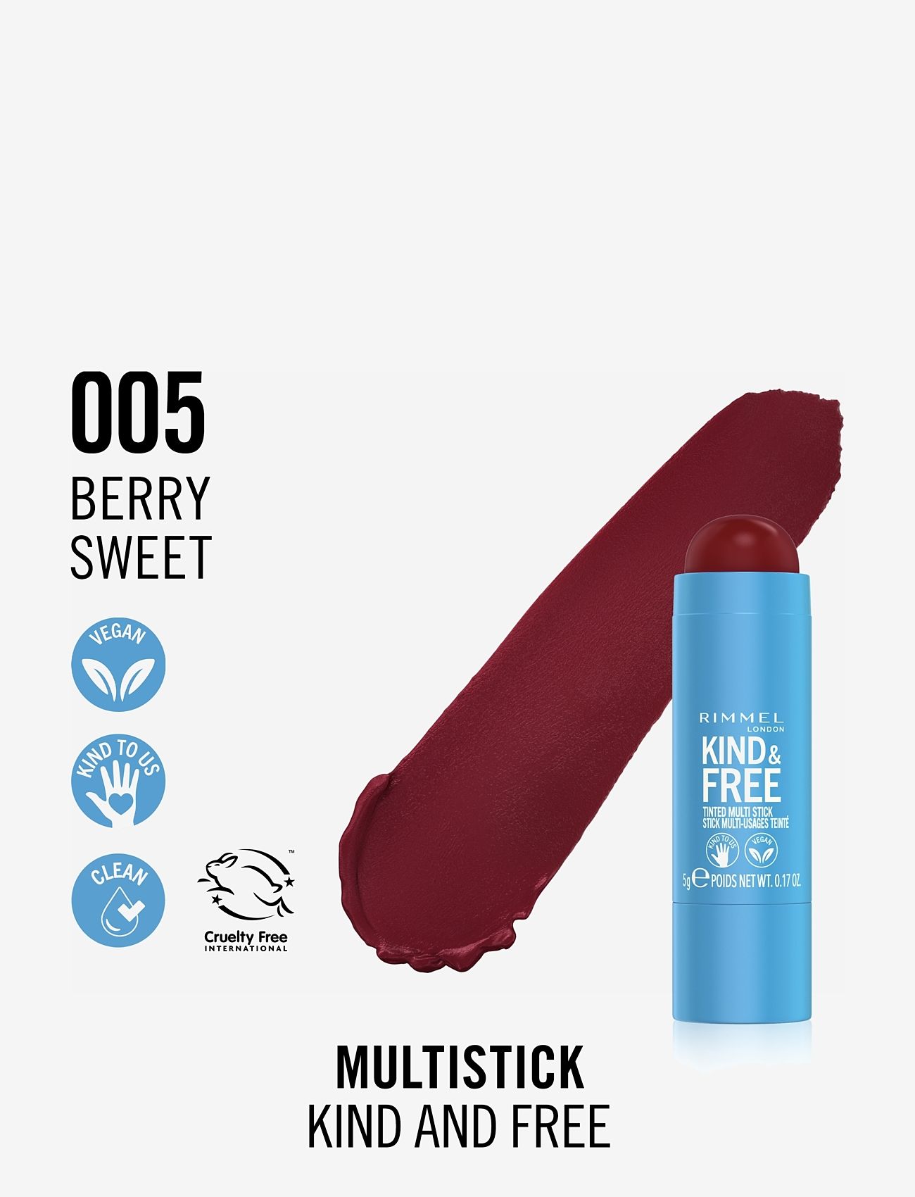 Rimmel - K&F Multi Stick - læbepomade - 005 berry sweet - 1