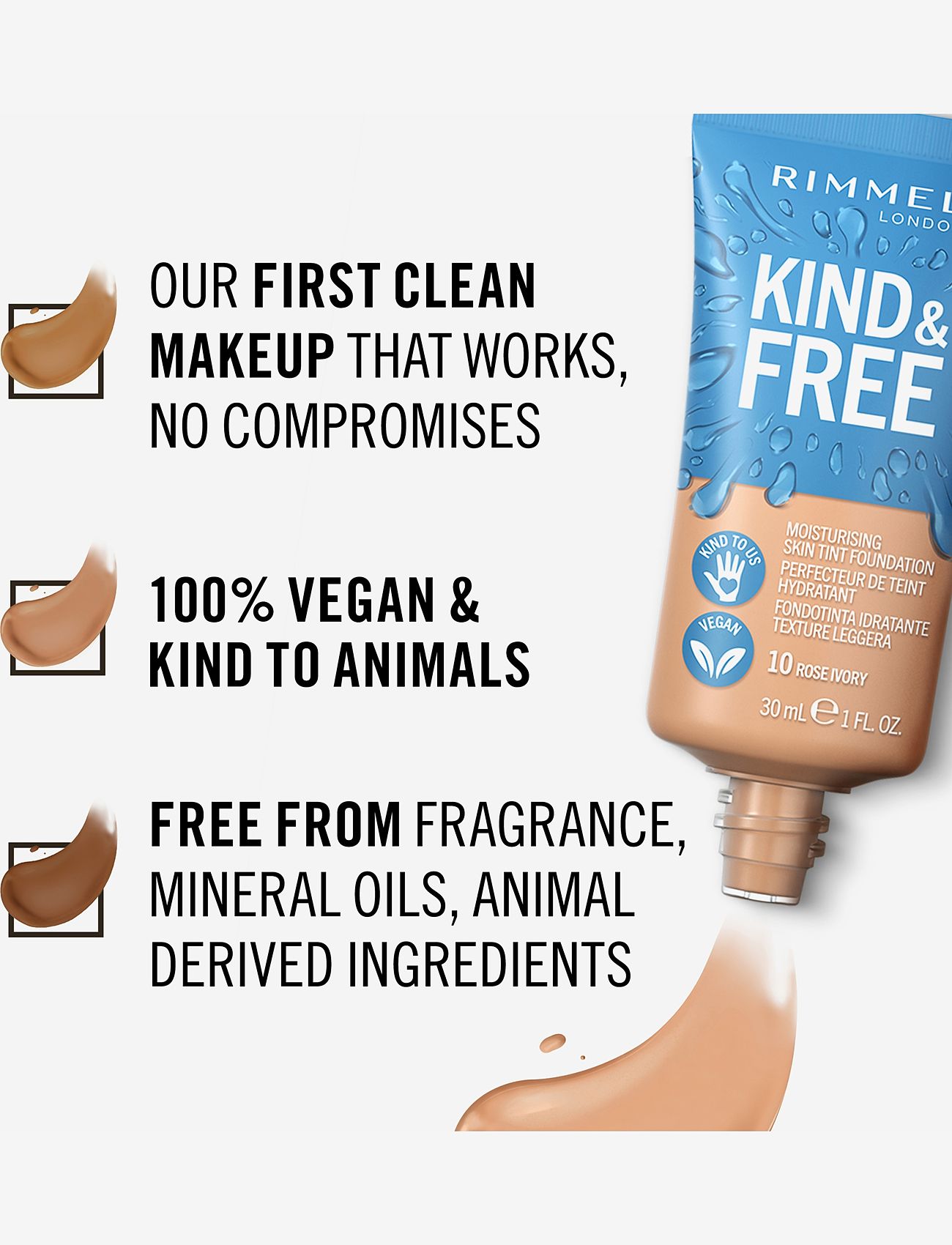 Rimmel - RIMMEL Kind&Free skin tint - sminke - 10 rose ivory - 3