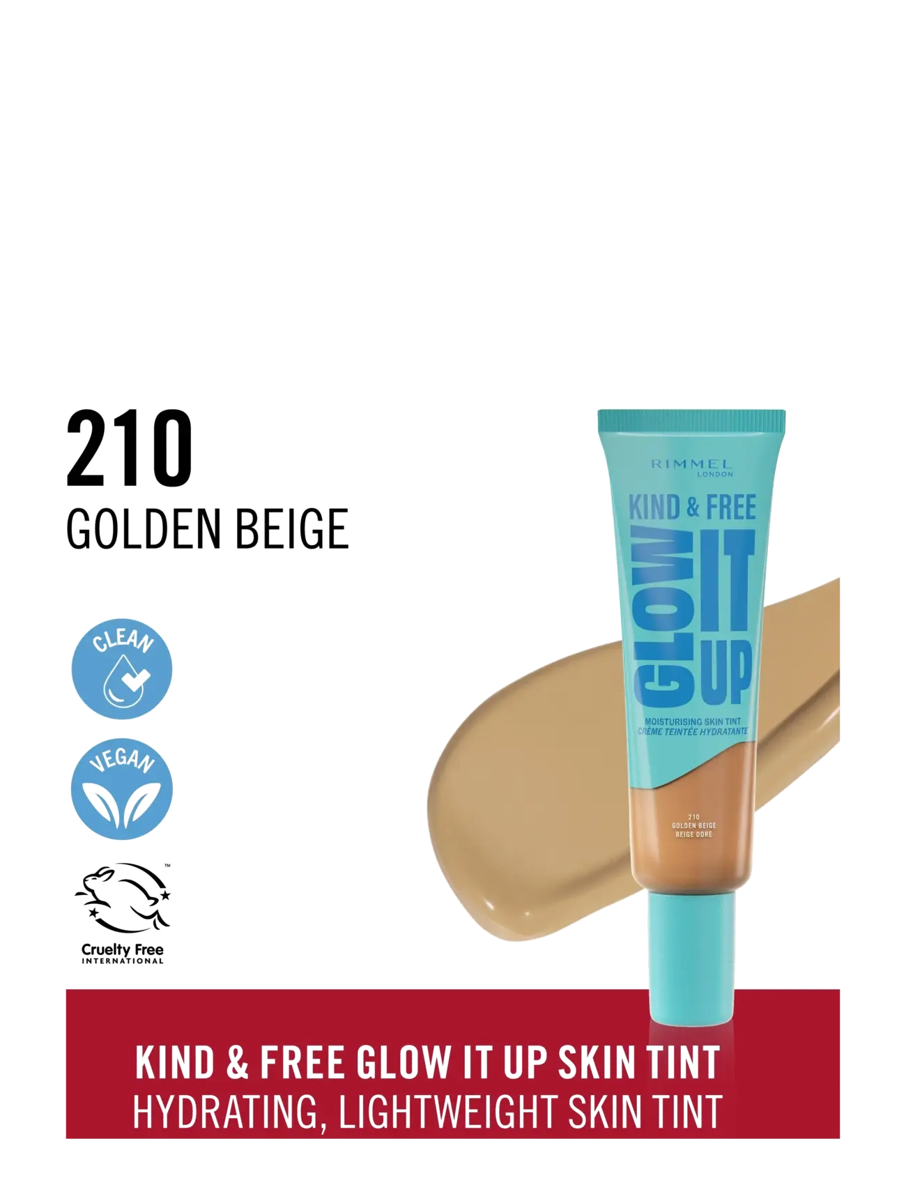 Rimmel - Kind&Free skin tint Golden beige 210 30.00 ML - makeup - golden beige 210 - 1