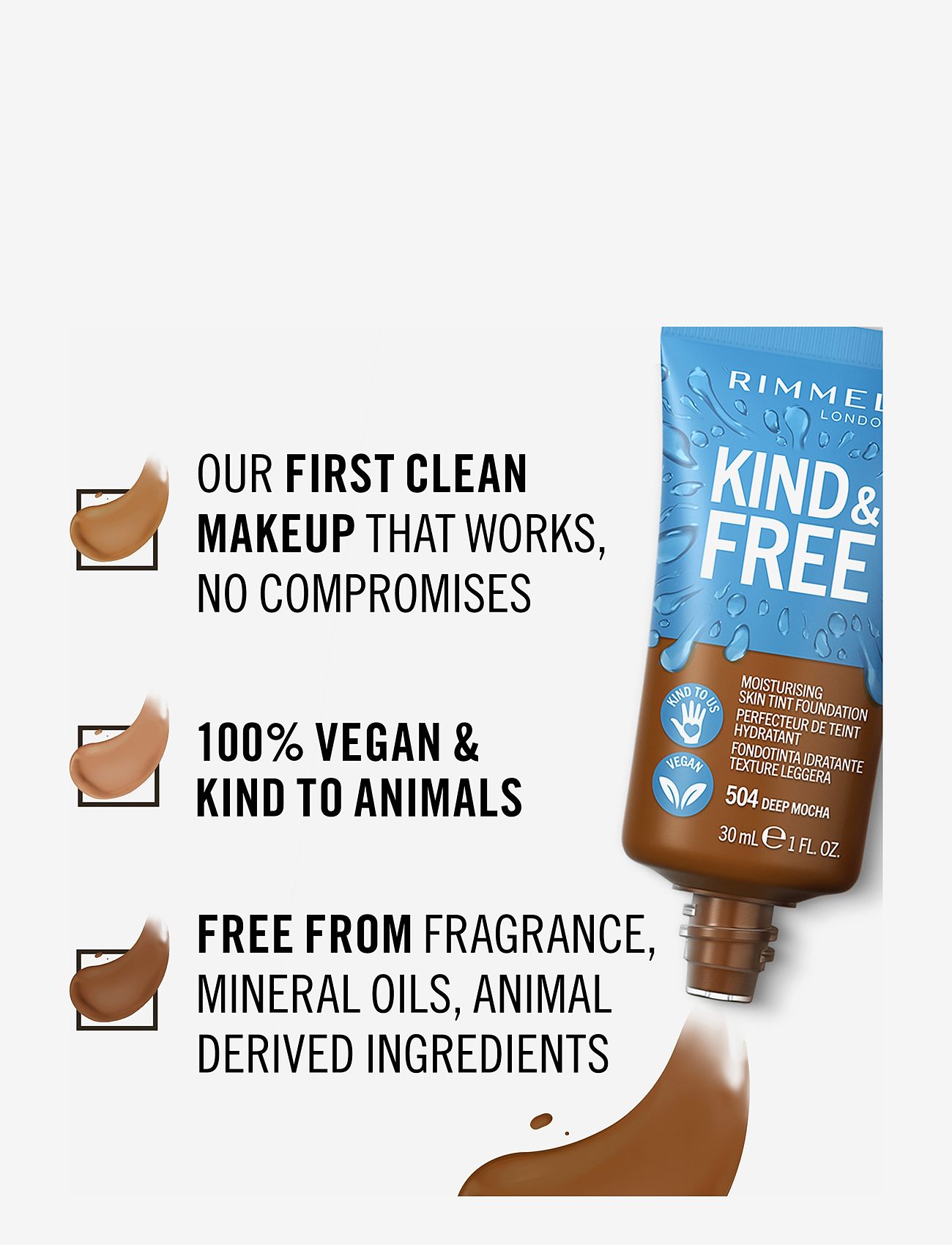 Rimmel - RIMMEL Kind&Free skin tint - makeup - 504 deep mocha - 3