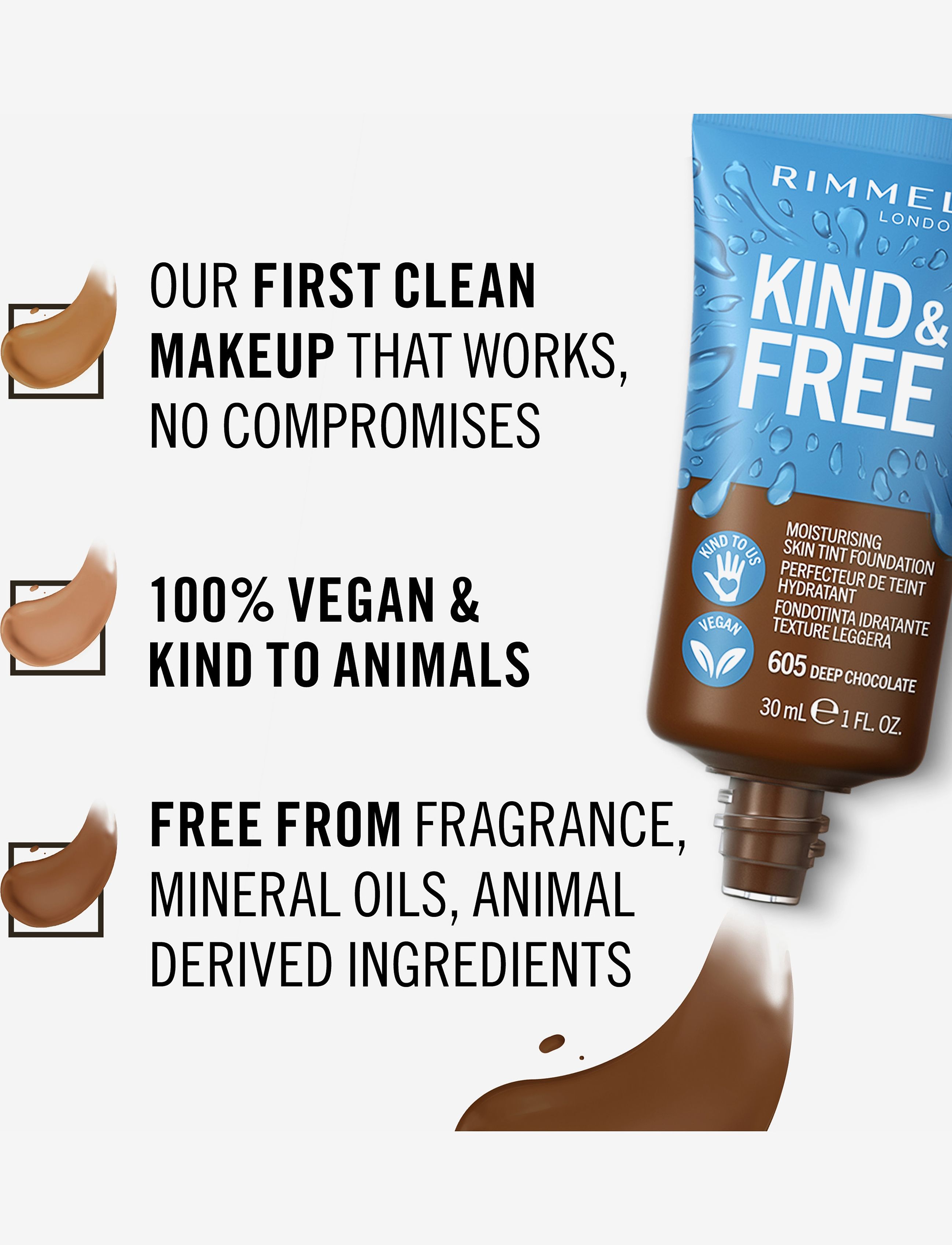 Rimmel - RIMMEL Kind&Free skin tint - makeup - deep chocolate - 3