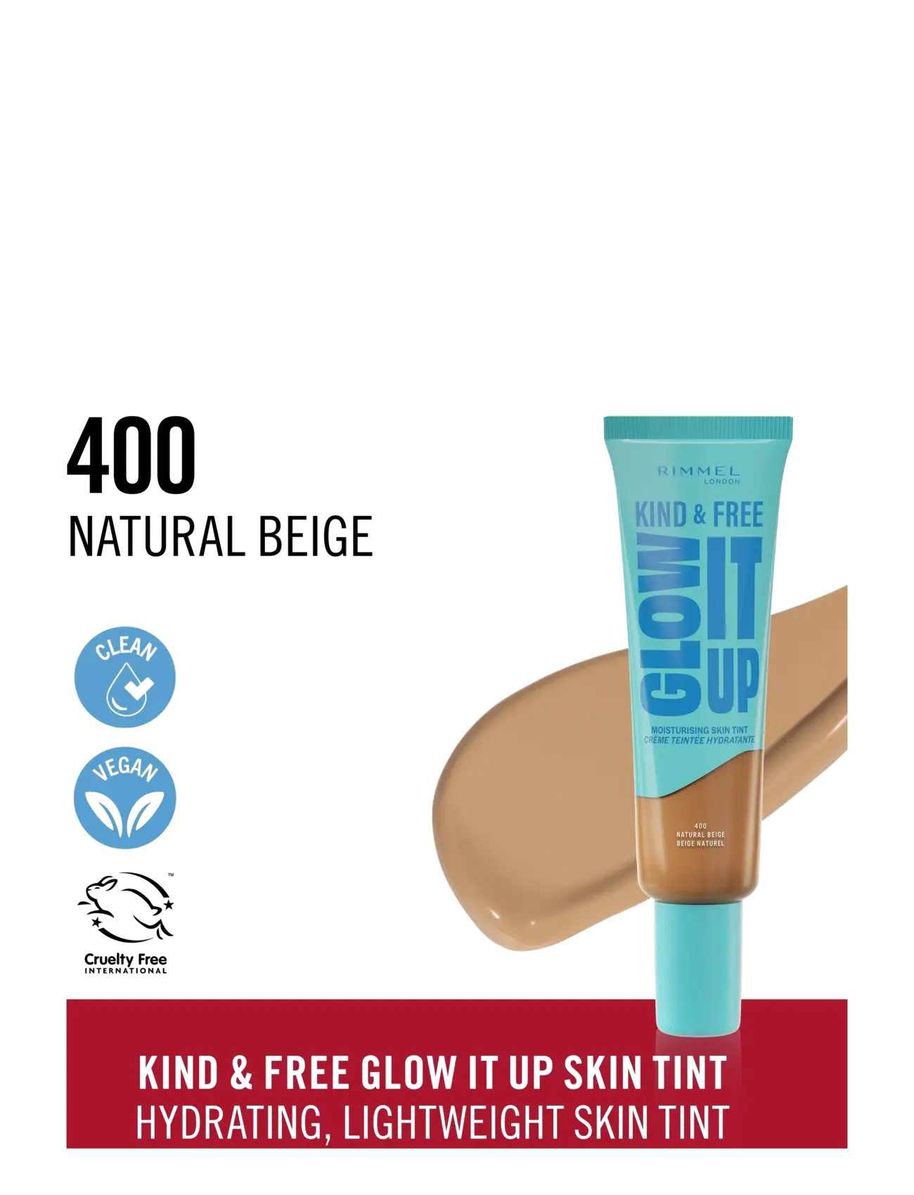 Rimmel - Kind&Free skin tint Natural beige 400 30.00 ML - sminke - natural beige 400 - 1