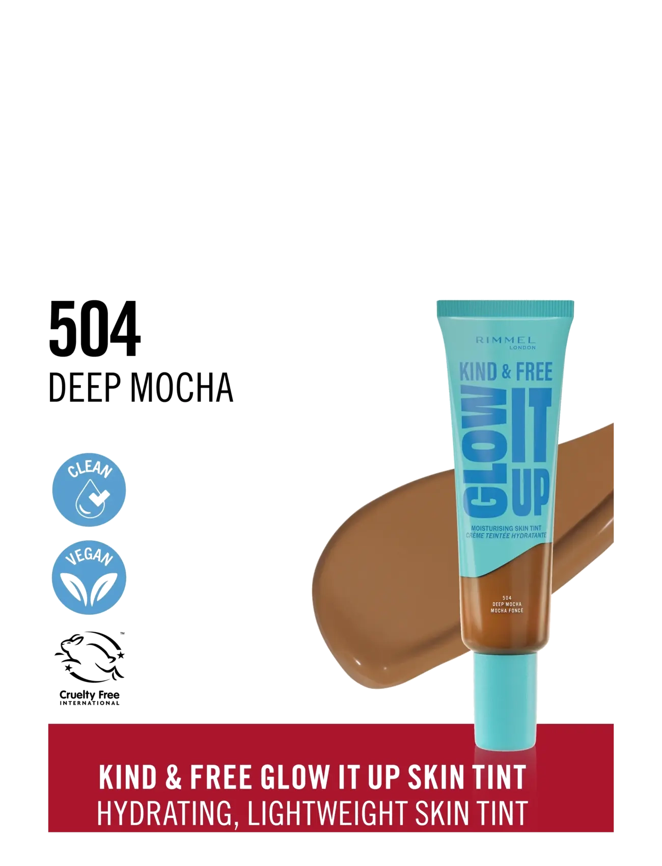 Rimmel - Kind&Free skin tint Deep Mocha 504 30.00 ML - festtøj til outletpriser - deep mocha 504 - 1