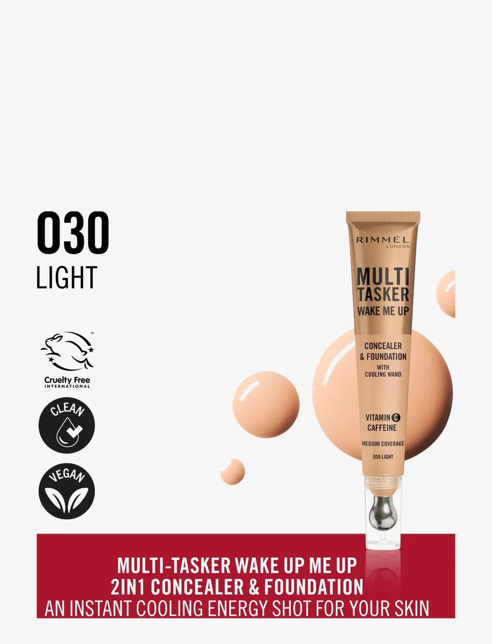 Rimmel - Multi Tasker Wake Me Up Concealer & Foundation Light 30 20.0 ML - smink - concealer foundation light 30 - 1
