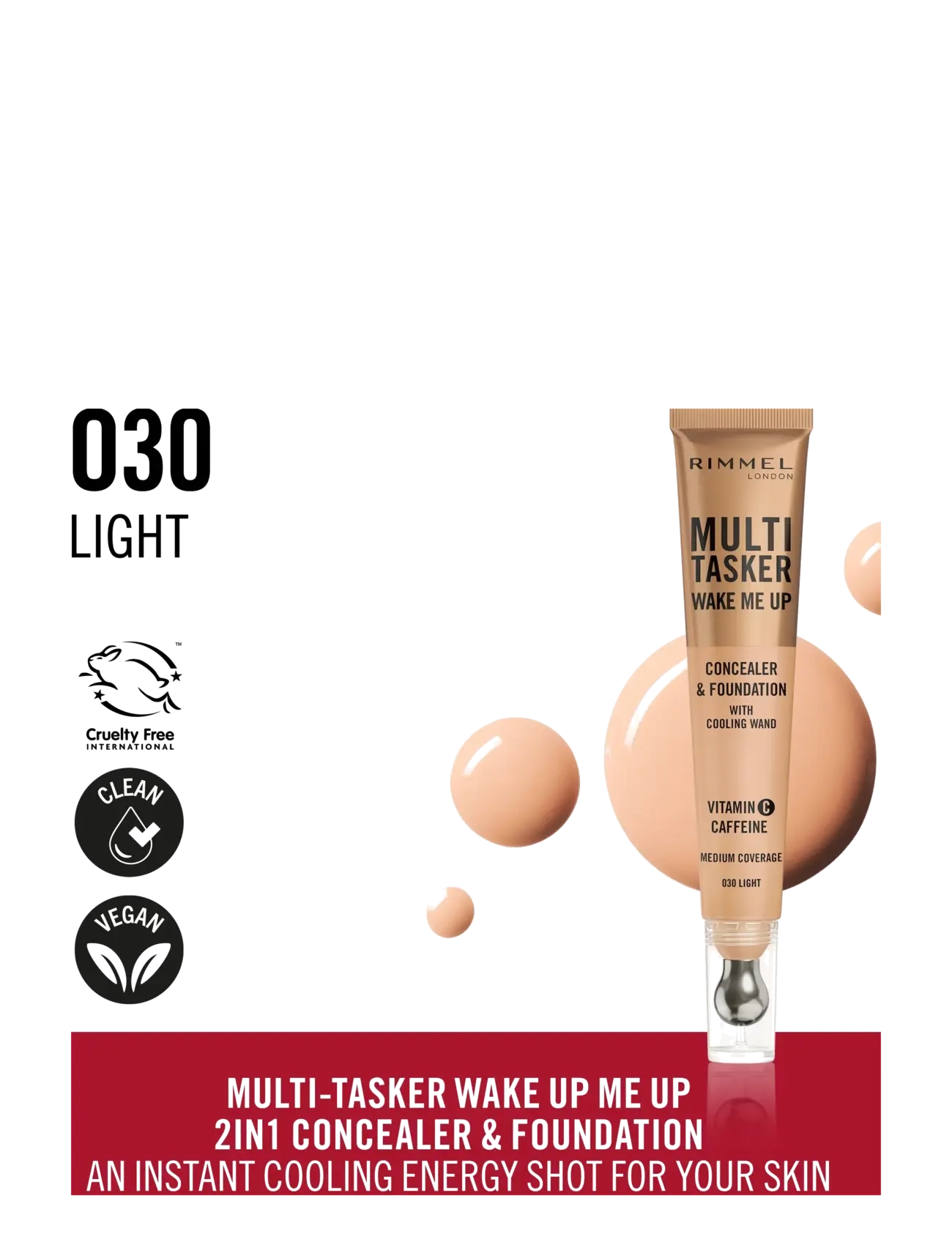 Rimmel - Multi Tasker Wake Me Up Concealer & Foundation Light 30 20.0 ML - makeup - concealer foundation light 30 - 1
