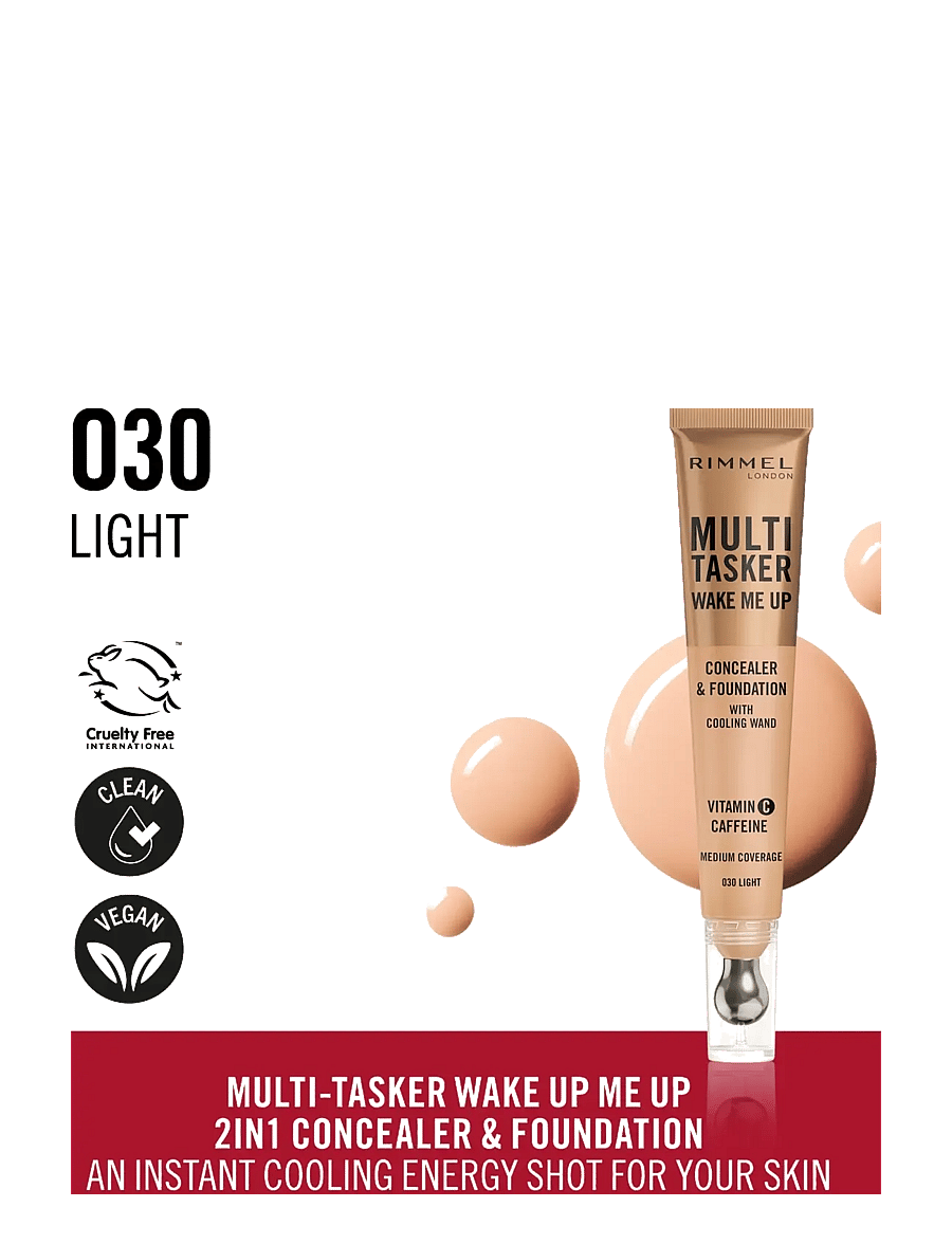 Rimmel - Multi Tasker Wake Me Up Concealer & Foundation Light 30 20.0 ML - concealer foundation light 30 - 1