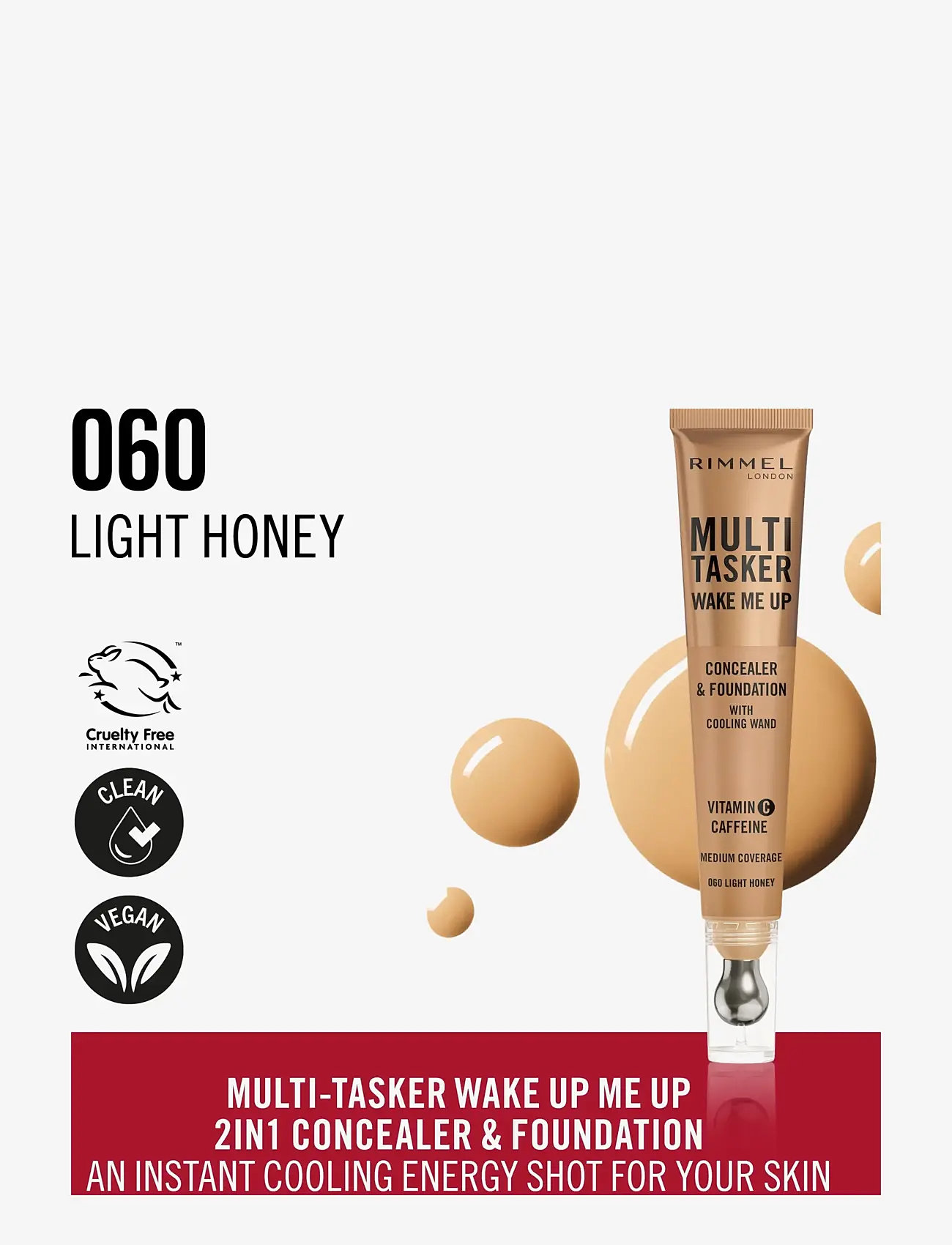 Rimmel - Multi Tasker Wake Me Up Concealer & Foundation Light Honey 060 20.0 ML - makeup - concealer foundation light honey 060 - 1