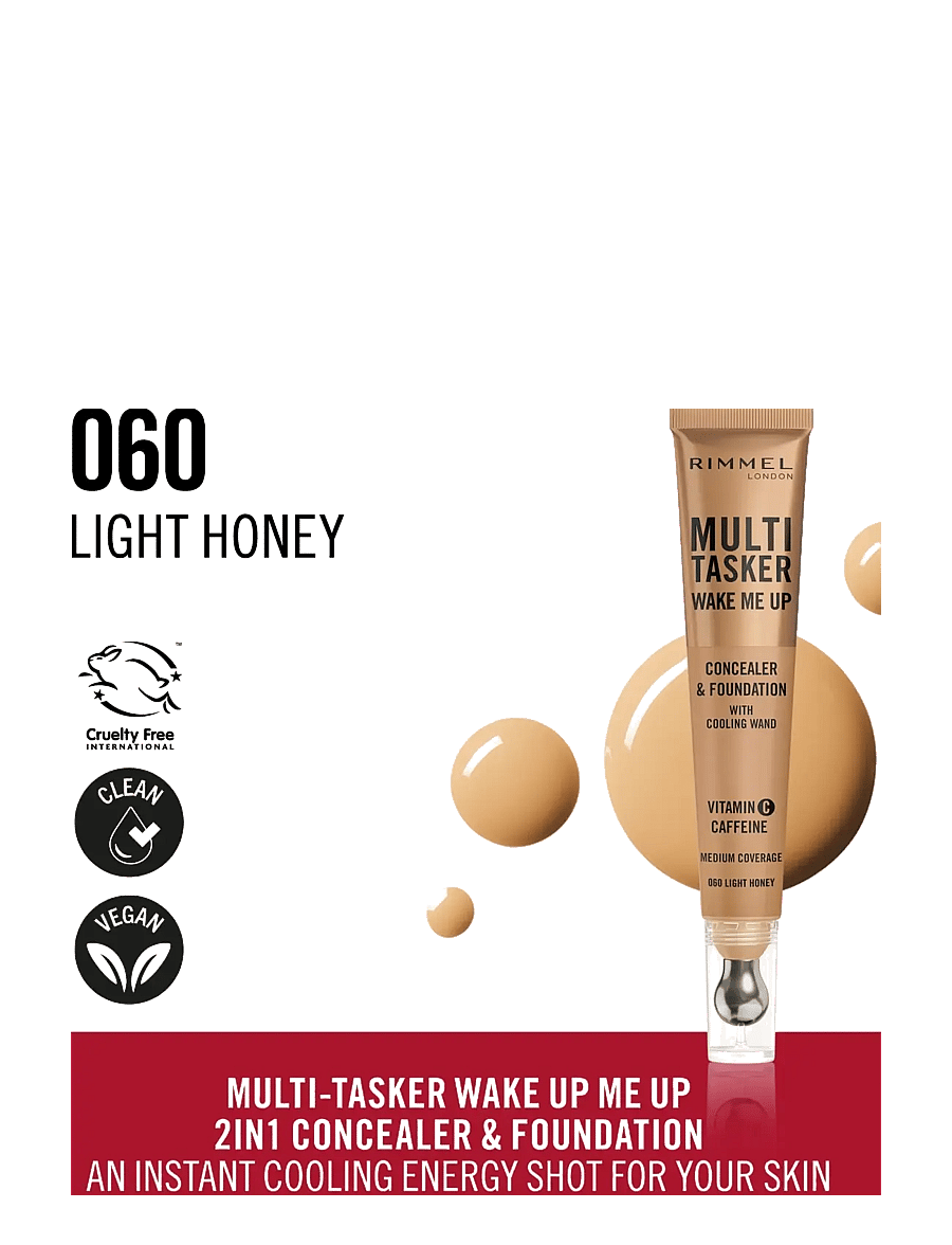 Rimmel - Multi Tasker Wake Me Up Concealer & Foundation Light Honey 060 20.0 ML - makeup - concealer foundation light honey 060 - 1