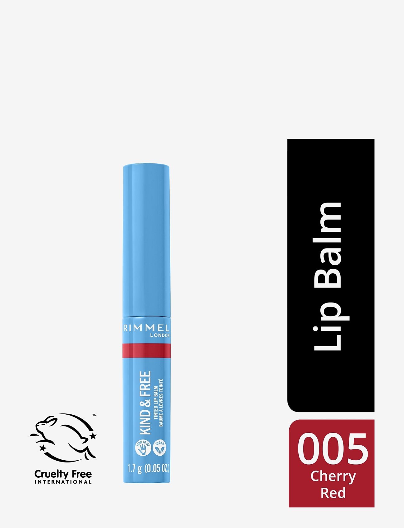 Rimmel - RIMMEL Kind&free lipbalm - läppbalsam - 005 cherry red - 1