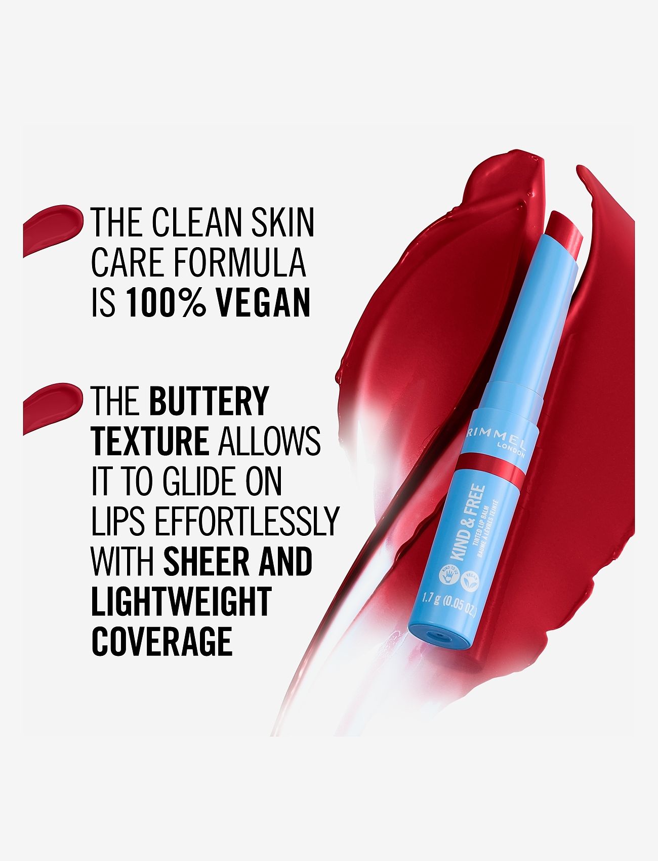 Rimmel - RIMMEL Kind&free lipbalm - läppbalsam - 005 cherry red - 5