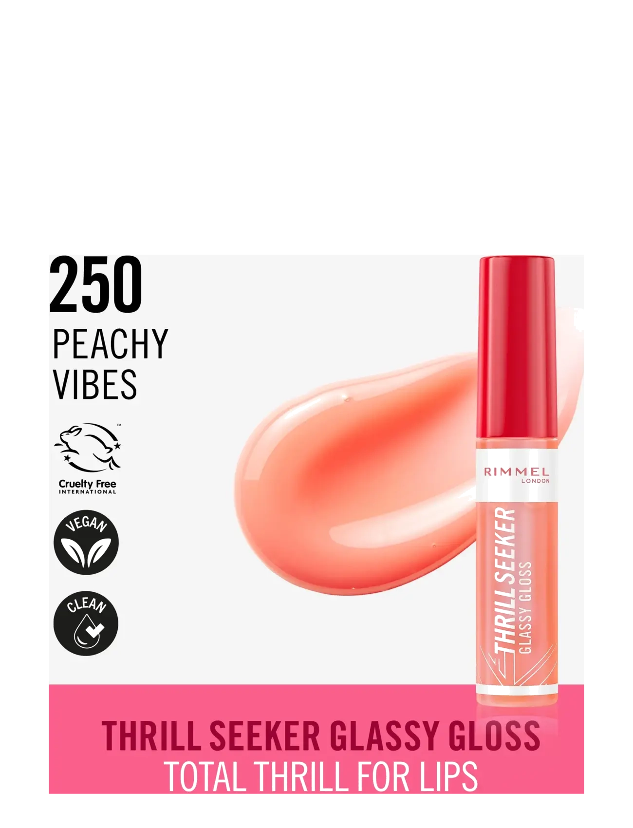 Rimmel - Thrill Seeker Lip Gloss 250 Peachy vibes 10.00 ML - festtøj til outletpriser - 250 peachy vibes - 1