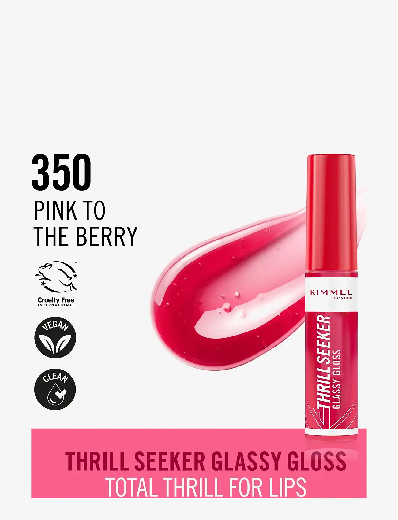 Rimmel - Thrill Seeker Lip Gloss 350 Pink to the berry 10.00 ML - makeup - 350 pink to the berry - 1