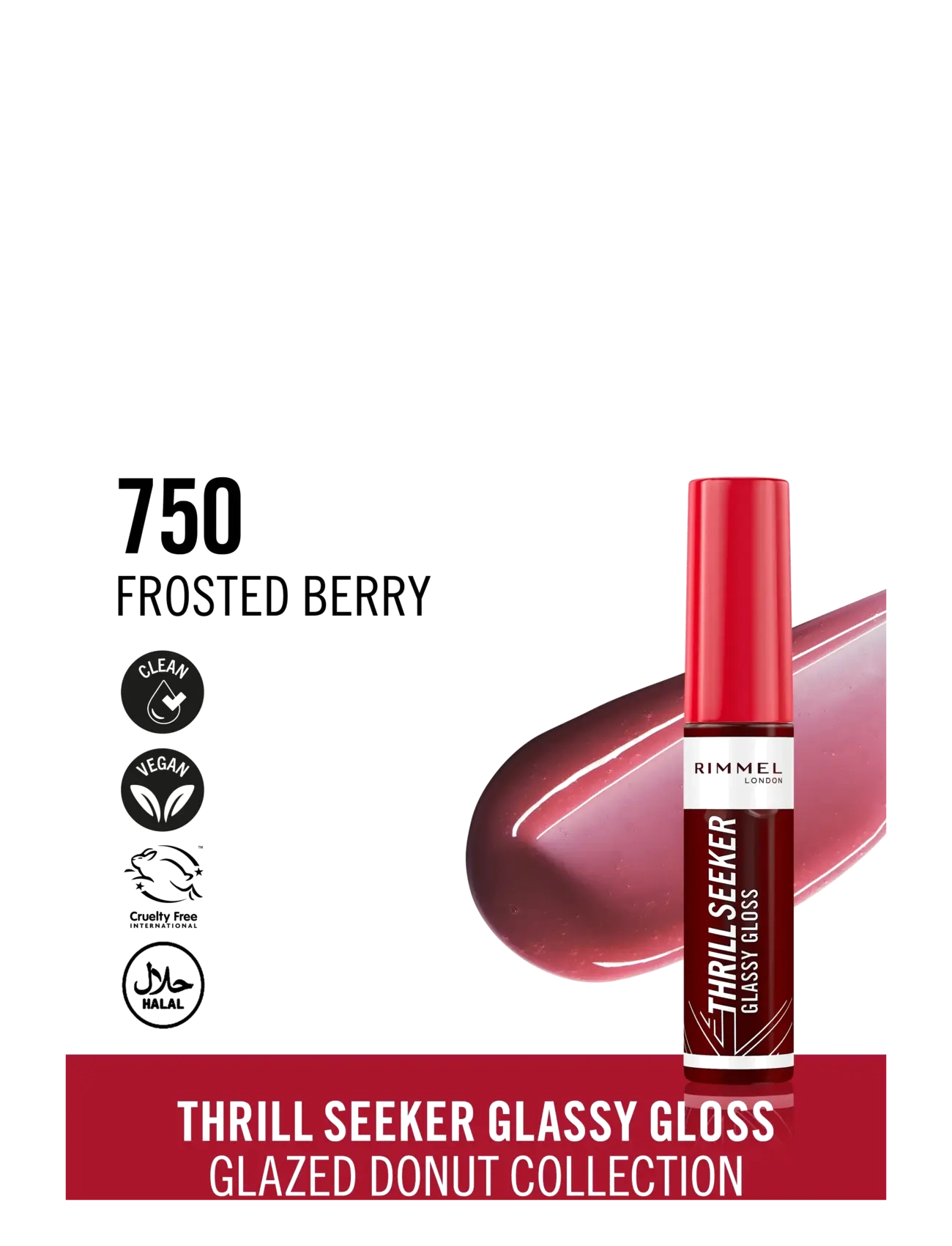 Rimmel - Thrill Seeker Lip Gloss Frosted  berry 750 10.00 ML - smink - frosted  berry 750 - 1