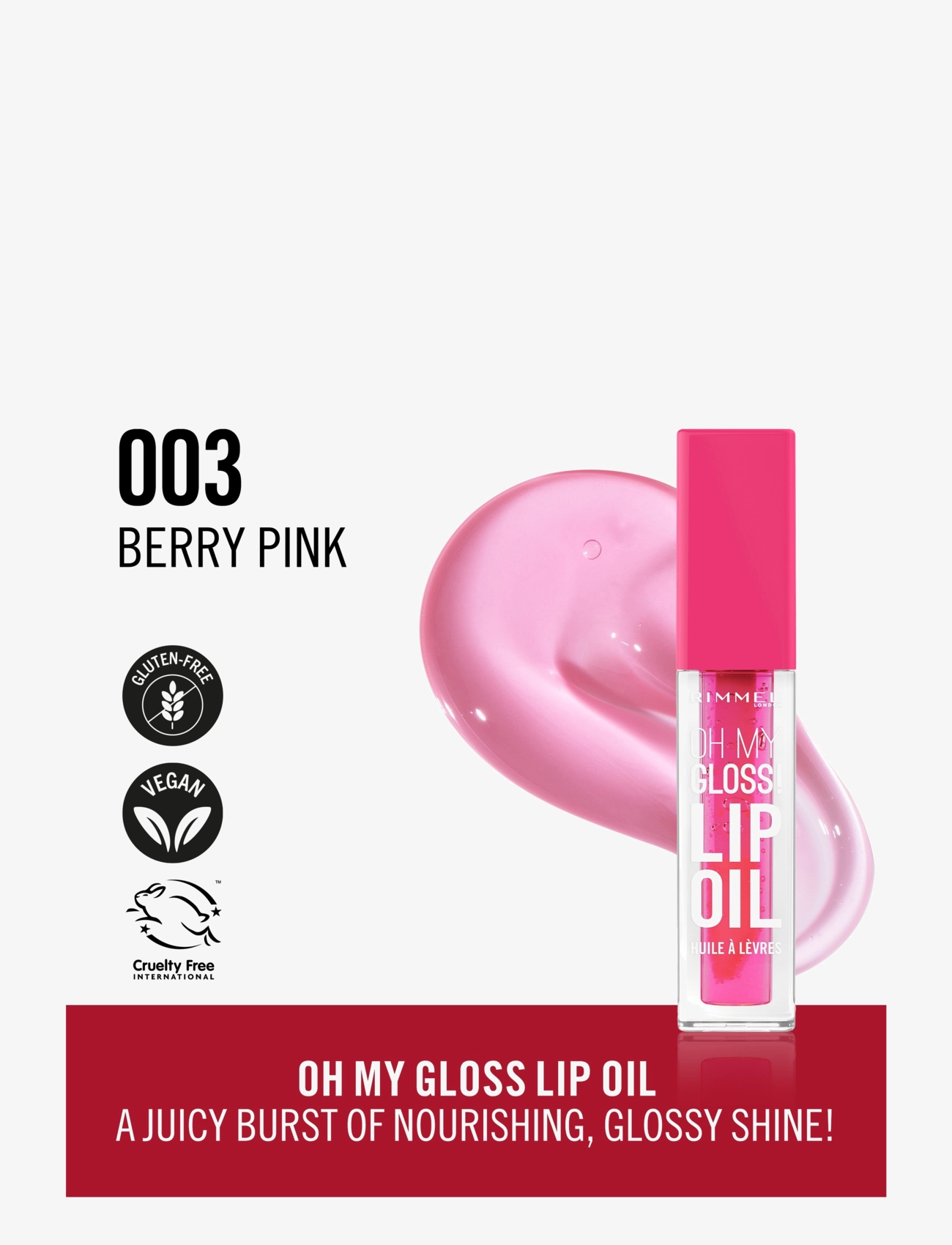 Rimmel - Oh My Gloss lip Oil 003 Berry Pink 4.5 ML - 003 berry pink - 1