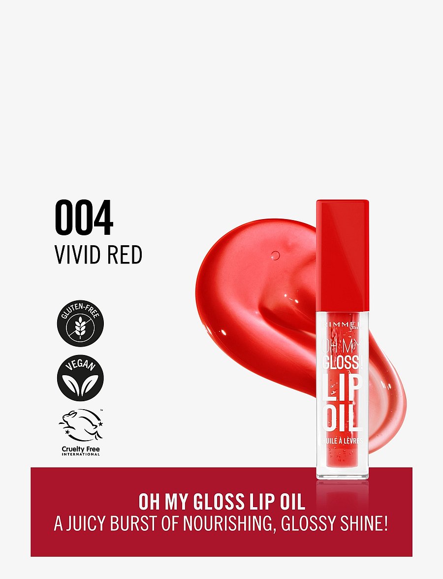 Rimmel - Oh My Gloss lip Oil 004 Vivid Red 4.5 ML - 004 vivid red - 1