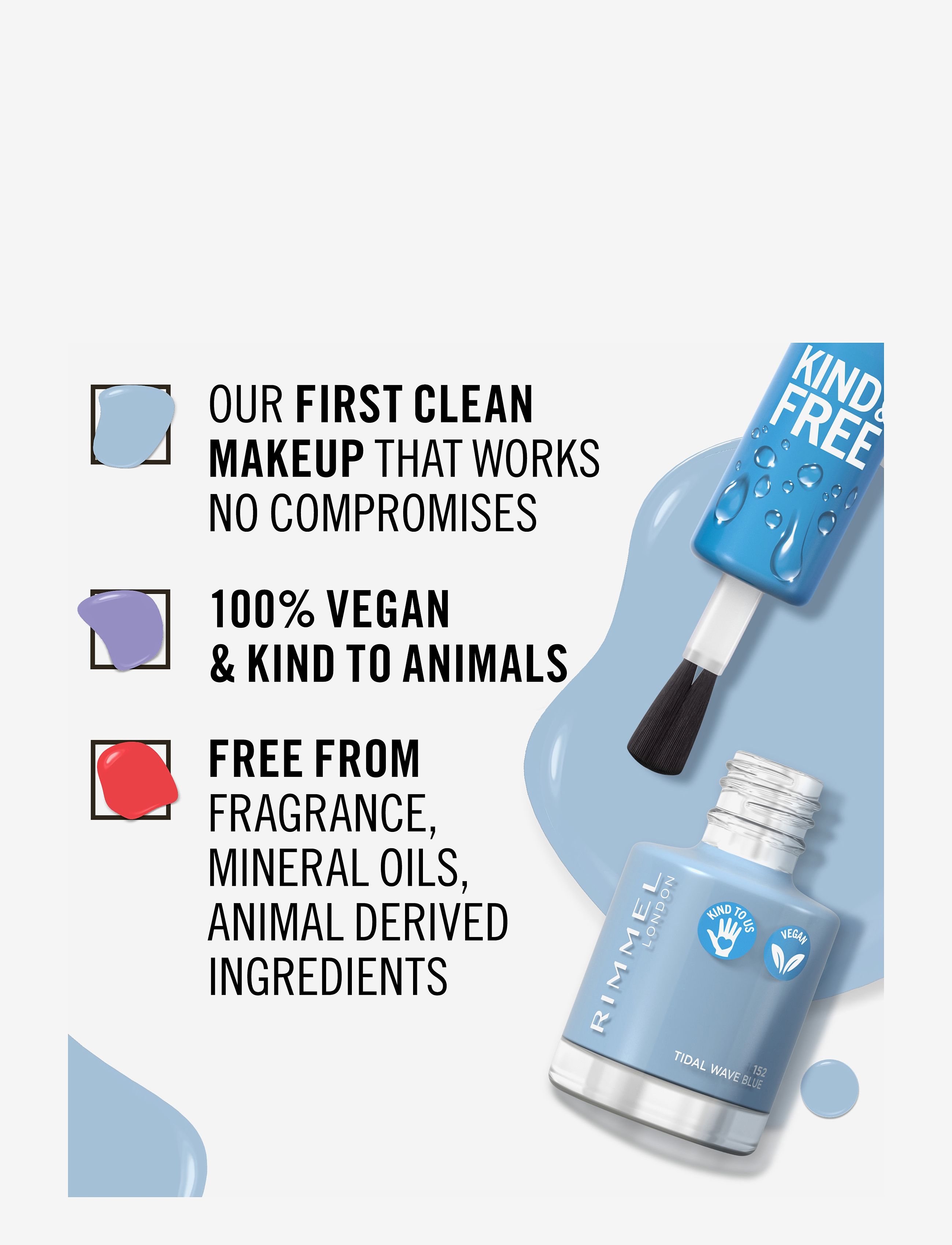 Rimmel - RIMMEL Kind & Free clean nail - redo för date night - 152 pastel blue - 3