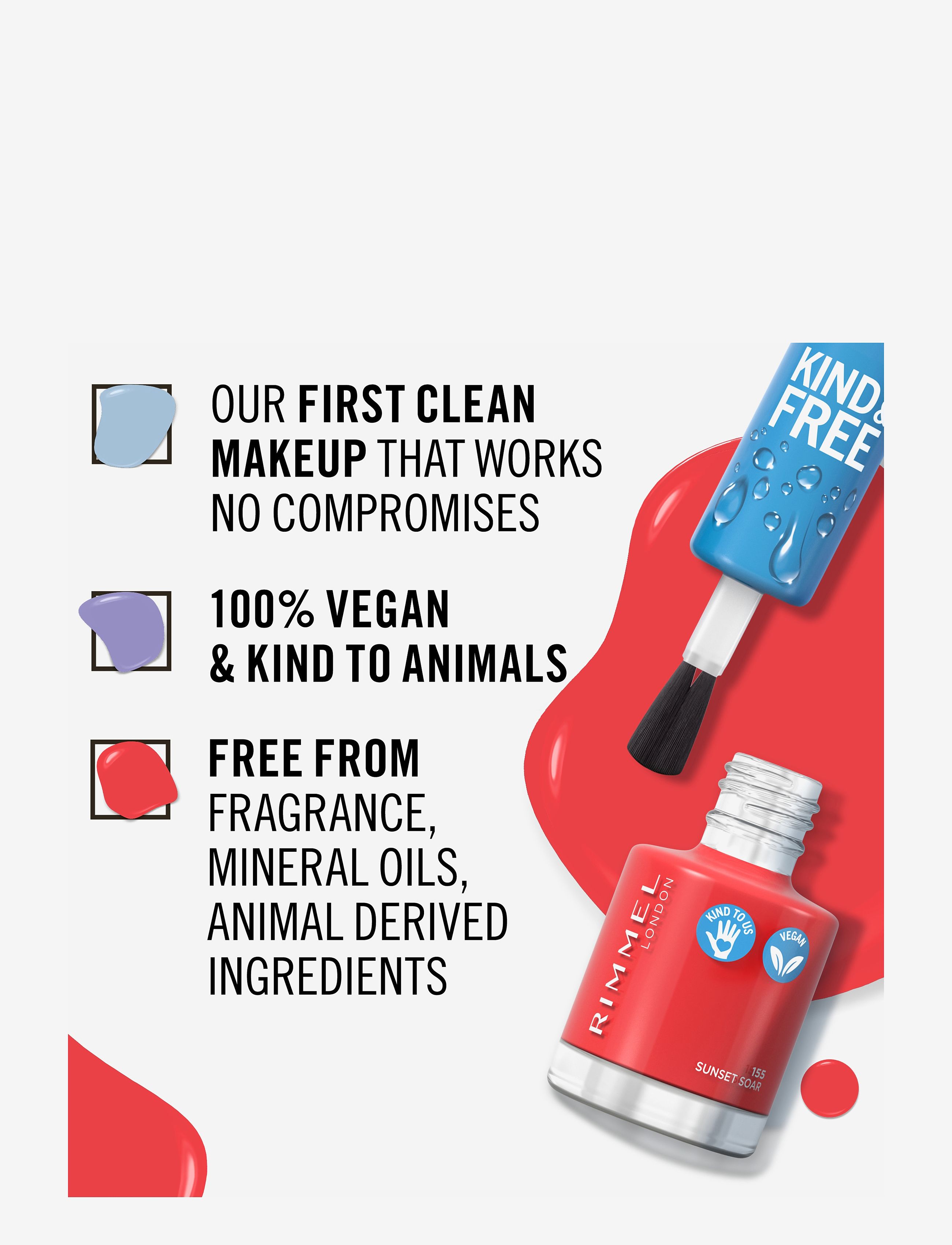 Rimmel - RIMMEL Kind & Free clean nail - redo för date night - 155 coral orange - 3