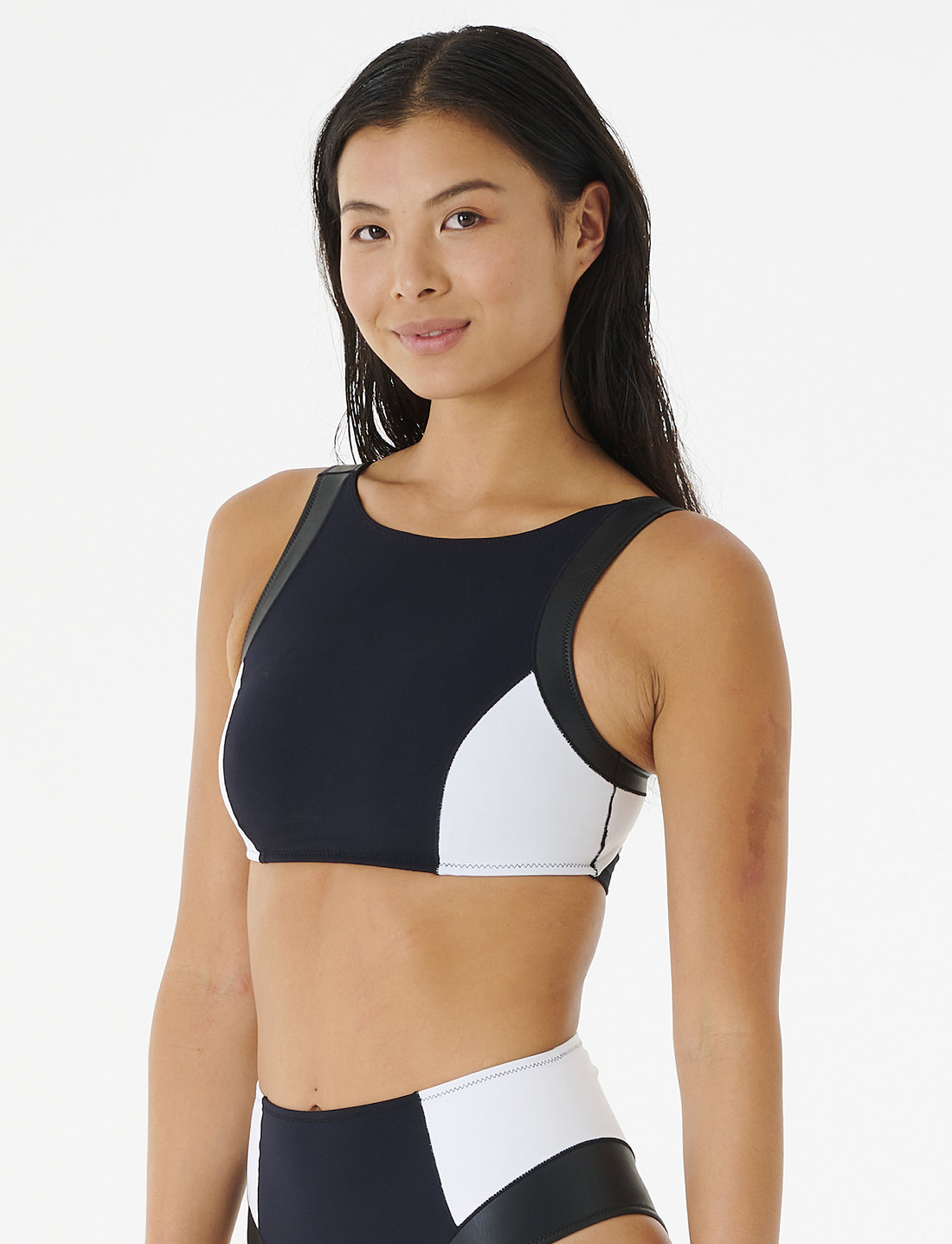 High neck 2024 crop top swimsuit