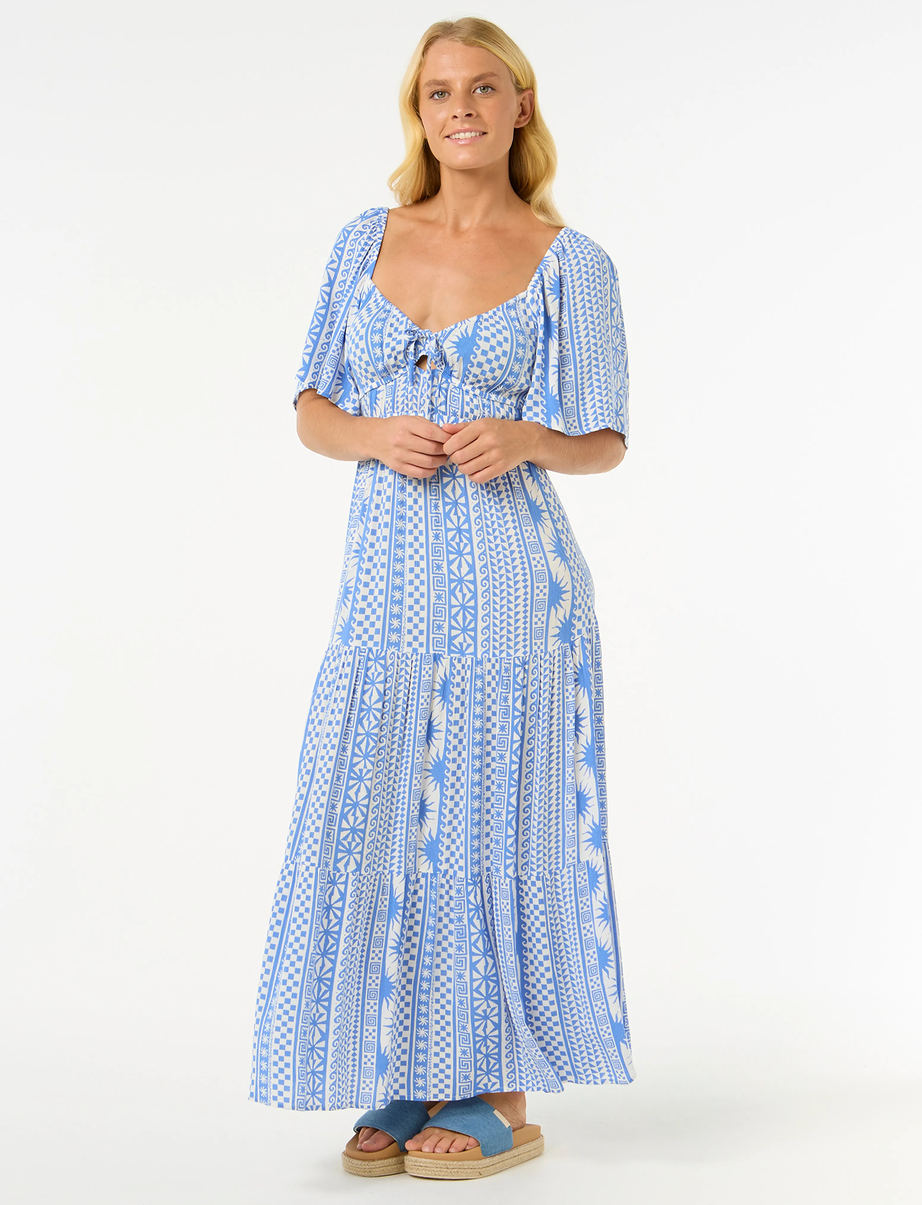 Rip Curl San Carlos S/S Maxi Dress, M, Blue, Sport Kjoler Og Nederdele > Sport Dresses, Dame