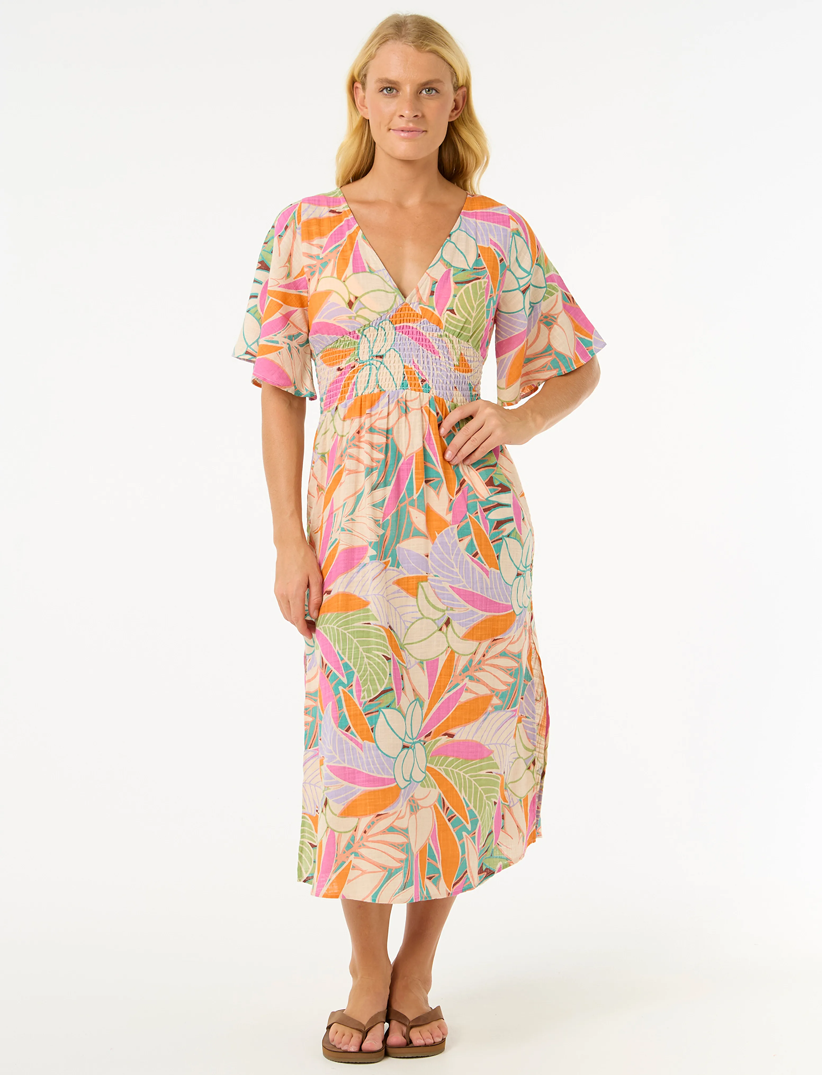 Rip Curl Cala Vadella Midi Dress, XS, Sport Kleider & Röcke, Mehrfarbig/gemustert - Dresses, Frauen