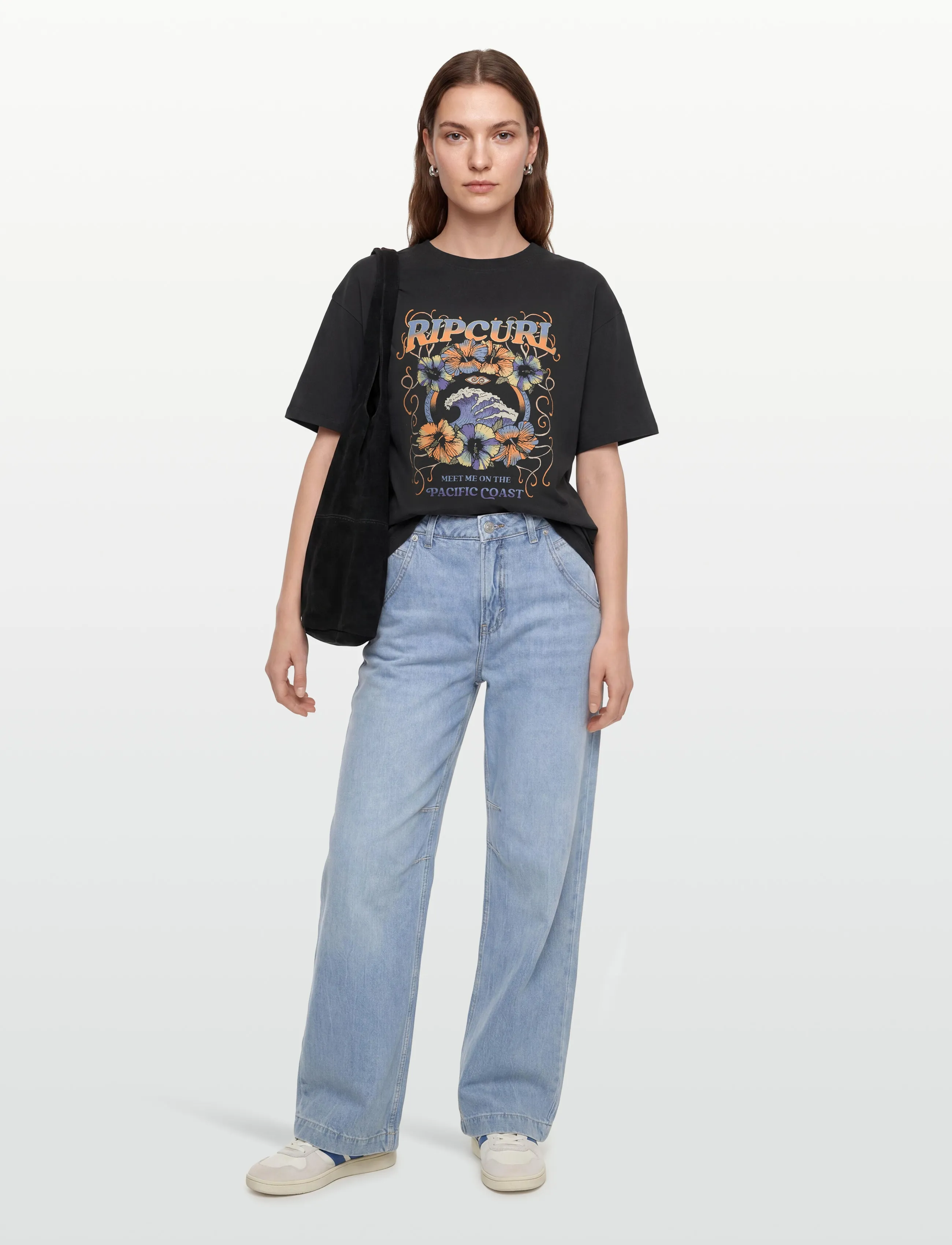 Rip Curl Pacific Coast Heritage Tee, Kvinder, Grafisk T-Shirt, Sort, Str: XS