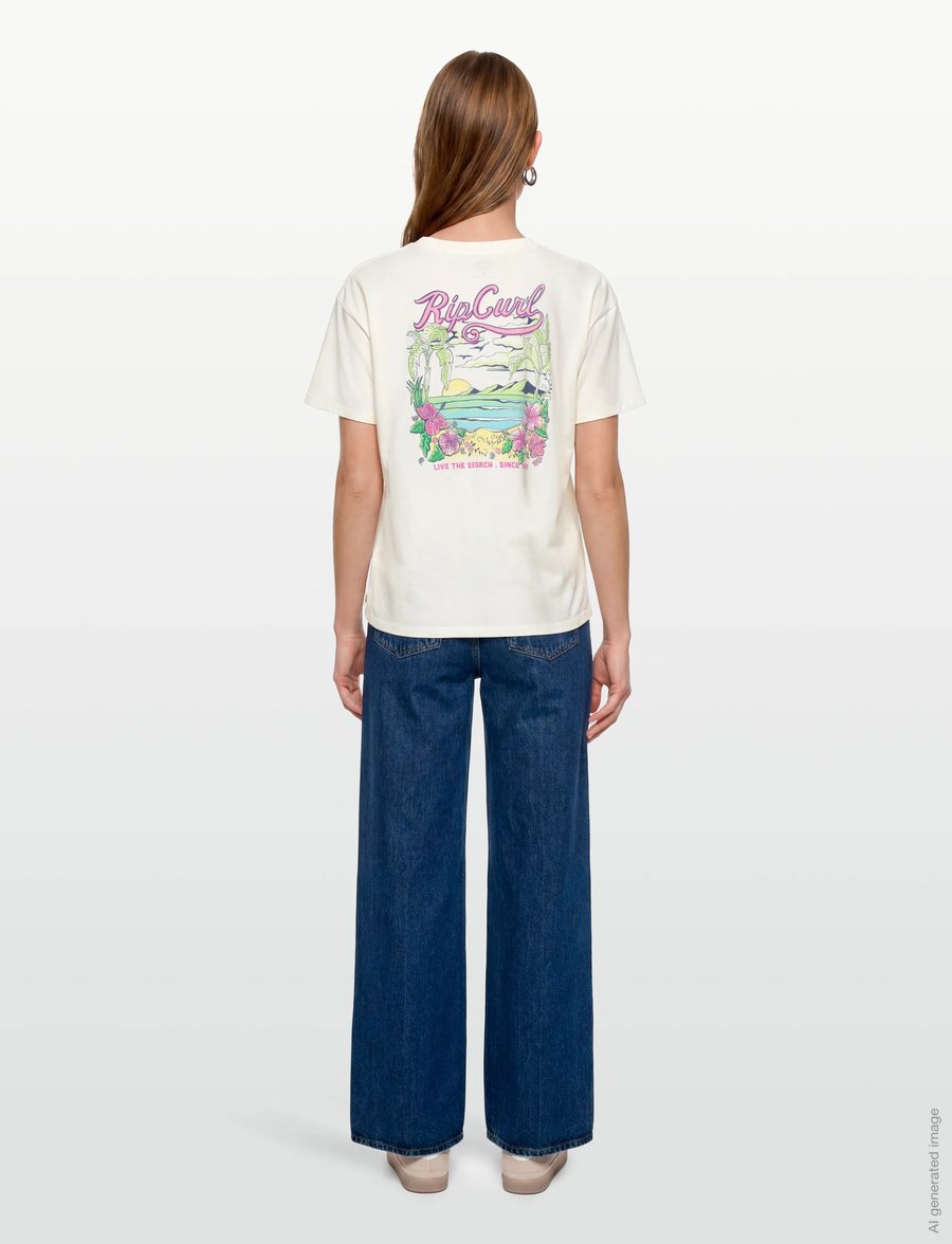 Rip Curl - SALOON RELAXED TEE - t-shirts - bone - 4