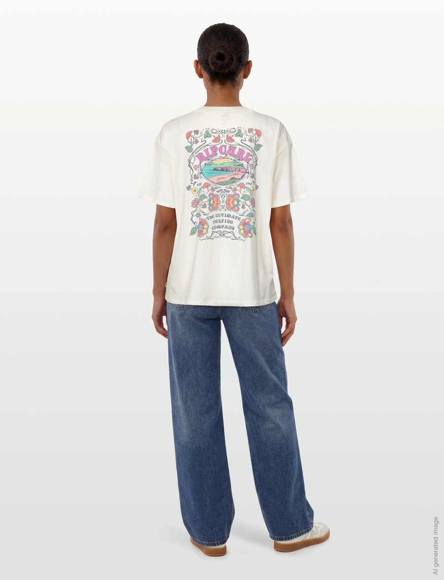 Rip Curl - HALF MOON BAY HERITAGE TEE - t-shirts - bone - 4