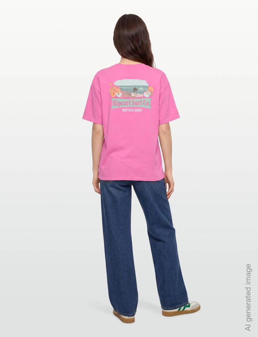 Rip Curl - WEST COAST HERITAGE TEE - t-shirts - fuchsia - 4