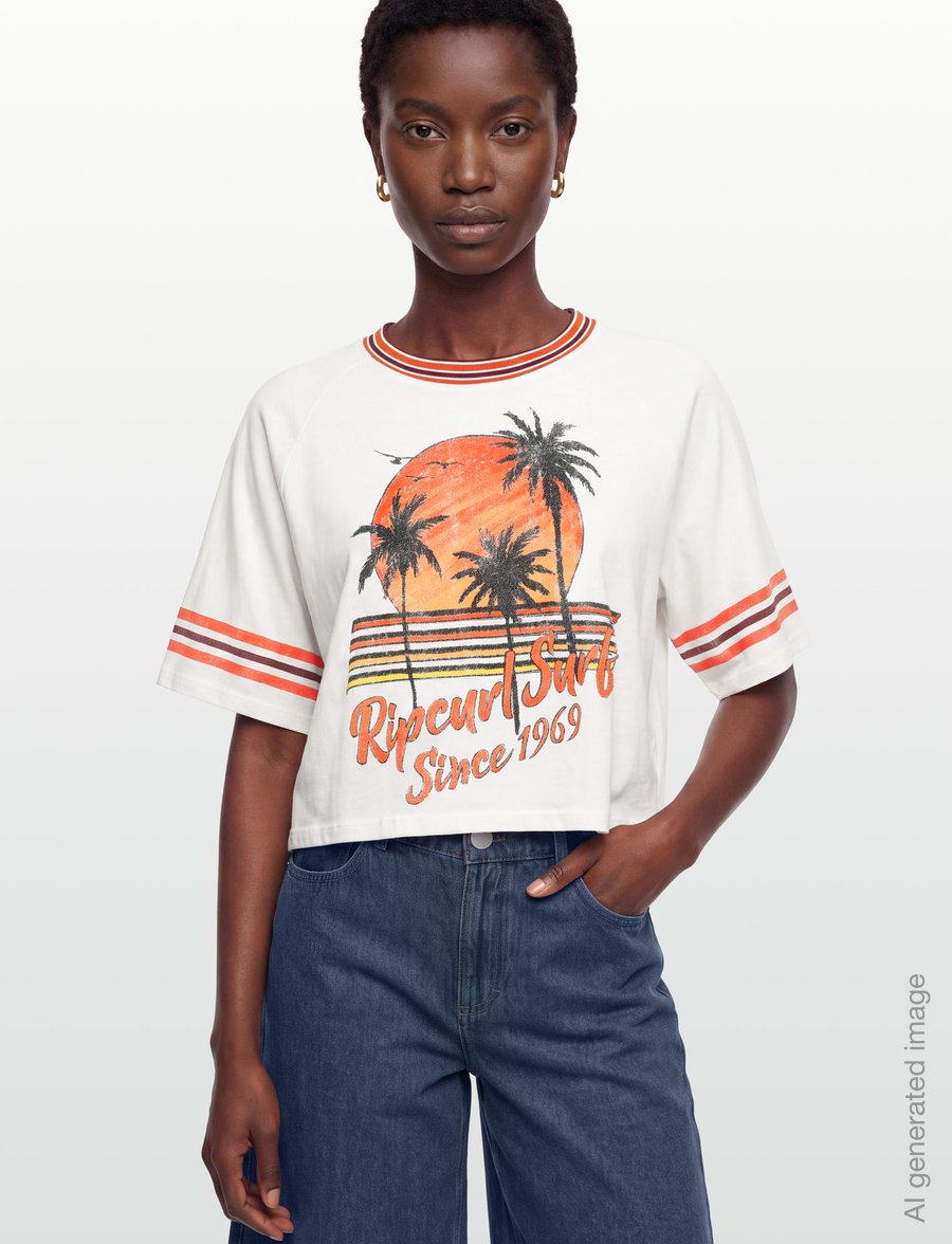 Rip Curl - SURF CULTURE TEE - crop-tops - bone - 3
