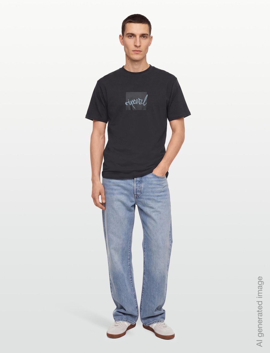 Rip Curl - RIP SCRIPT ICON TEE - t-shirts - washed black - 0