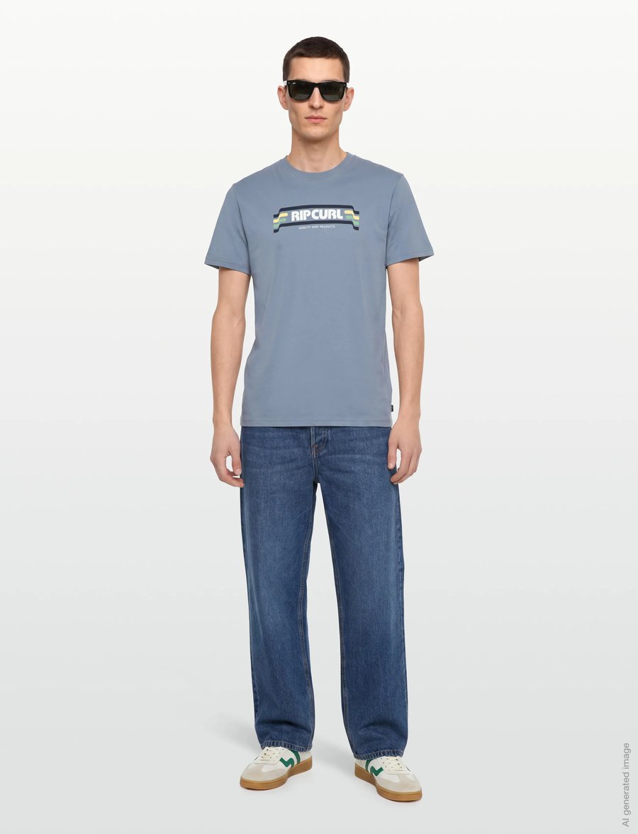 Rip Curl - YO MUMMA TEE - alussärgid ja t-särgid - faded denim - 0