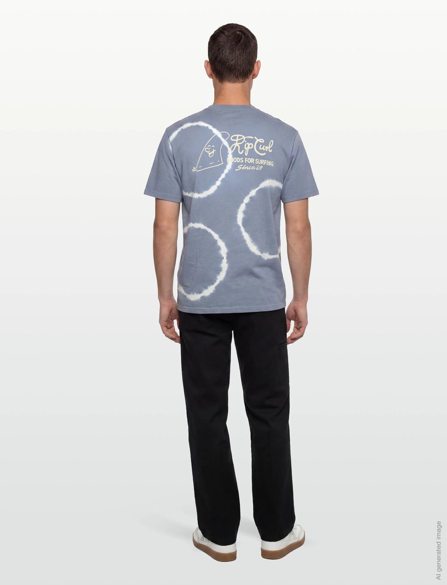 Rip Curl - PACIFIC RINSE FIN TEE - topper & t-skjorter - faded denim - 4