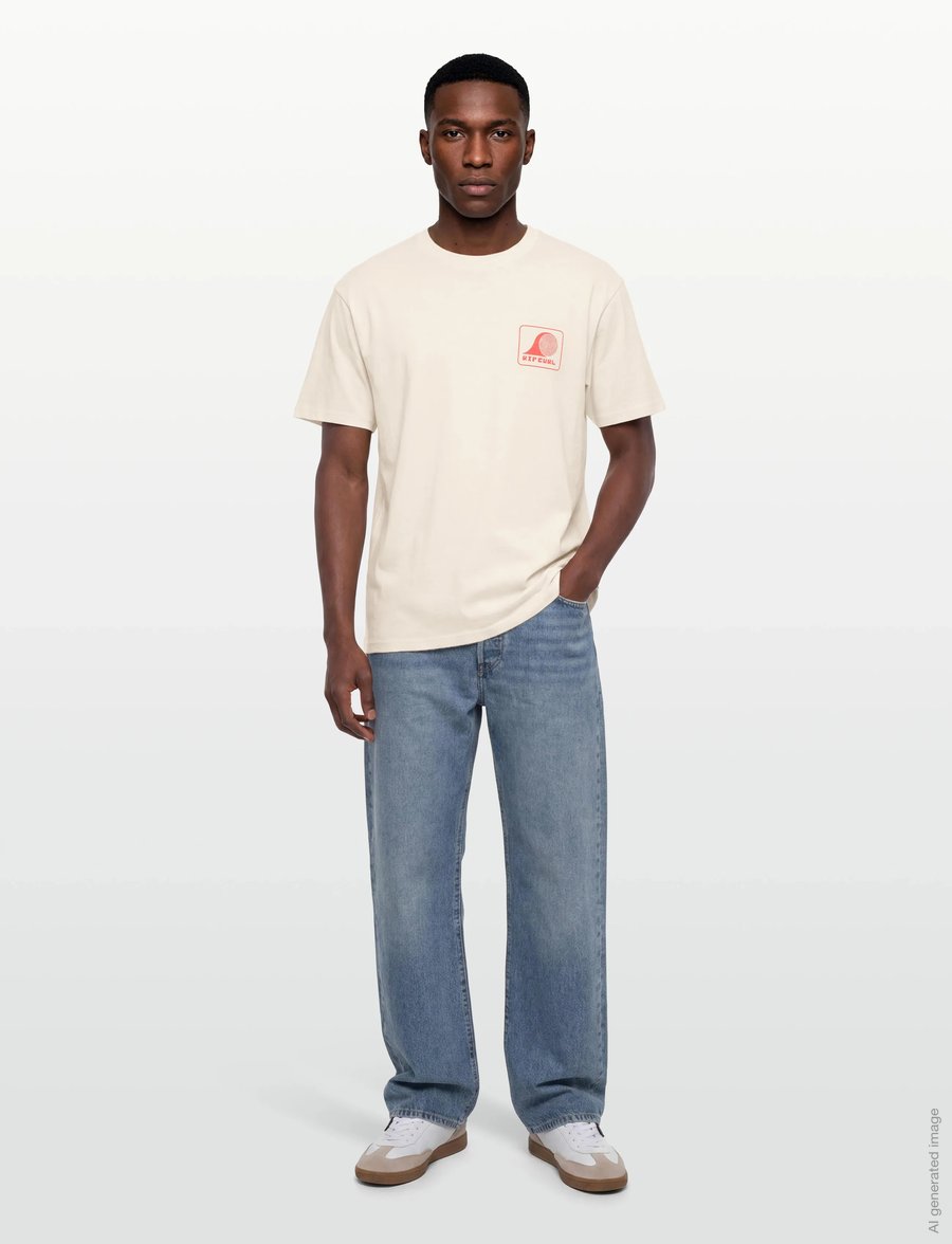 Rip Curl - AOTS ROLLING WAVE TEE - alussärgid ja t-särgid - bone - 0