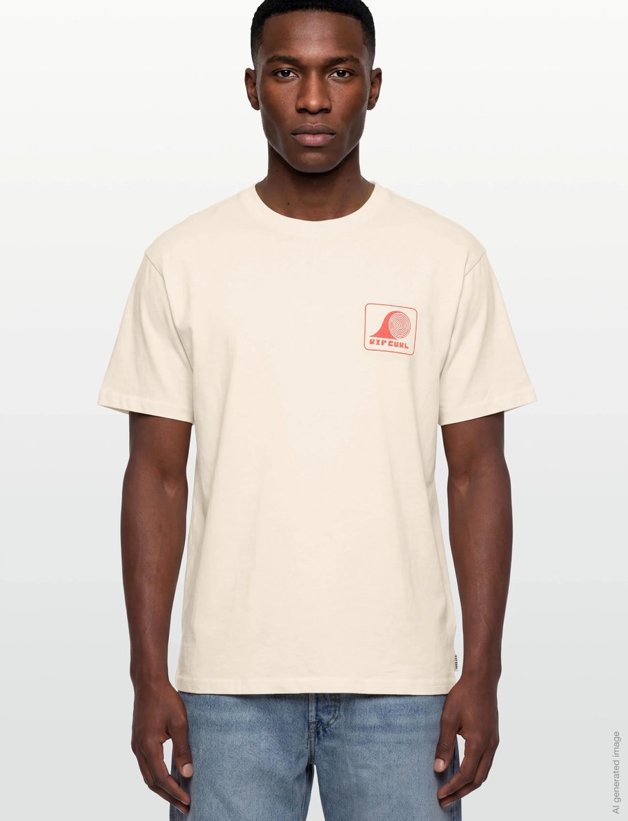 Rip Curl - AOTS ROLLING WAVE TEE - alussärgid ja t-särgid - bone - 3