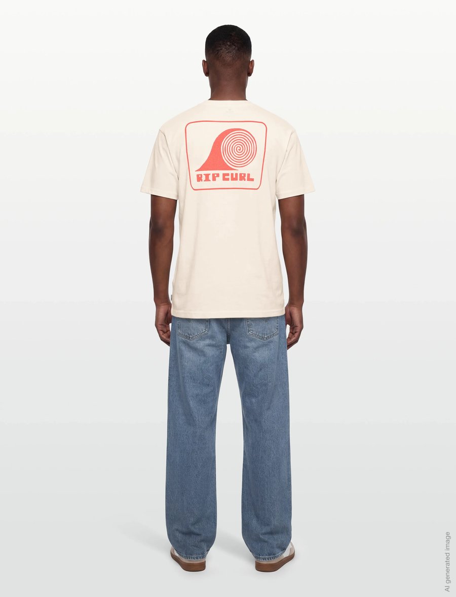 Rip Curl - AOTS ROLLING WAVE TEE - alussärgid ja t-särgid - bone - 4