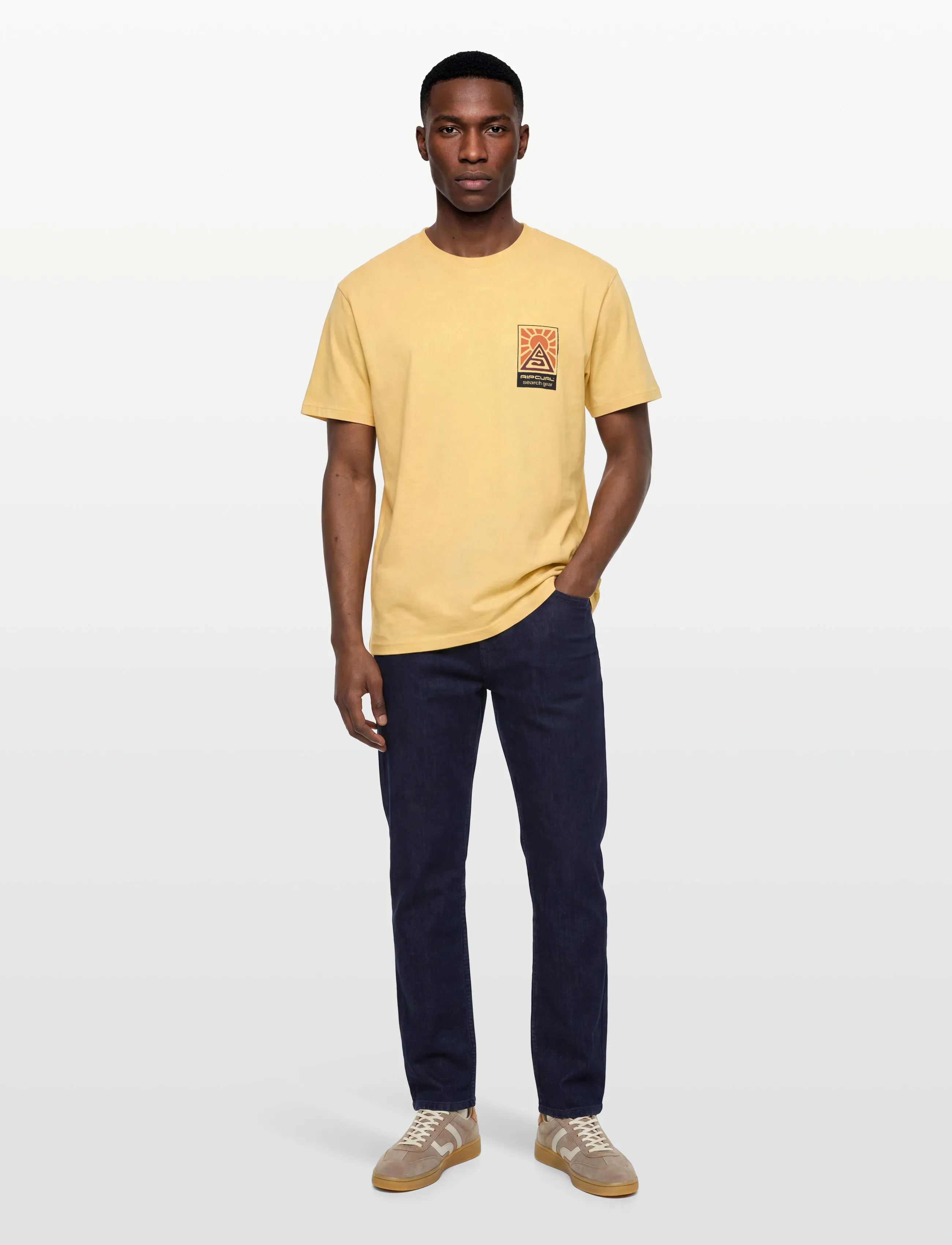 Rip Curl Search Dawn Tee, Mænd, Grafik T-Shirt, Gul, Str: L