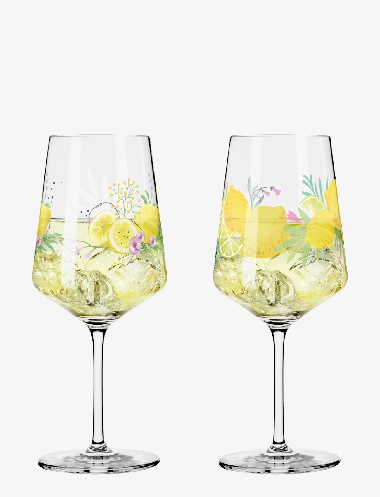Ritzenhoff Sommertau Wineglass 2-P Limoncello, Hvid Vinglases, Multi/mønstret, Str: 54.4 CL