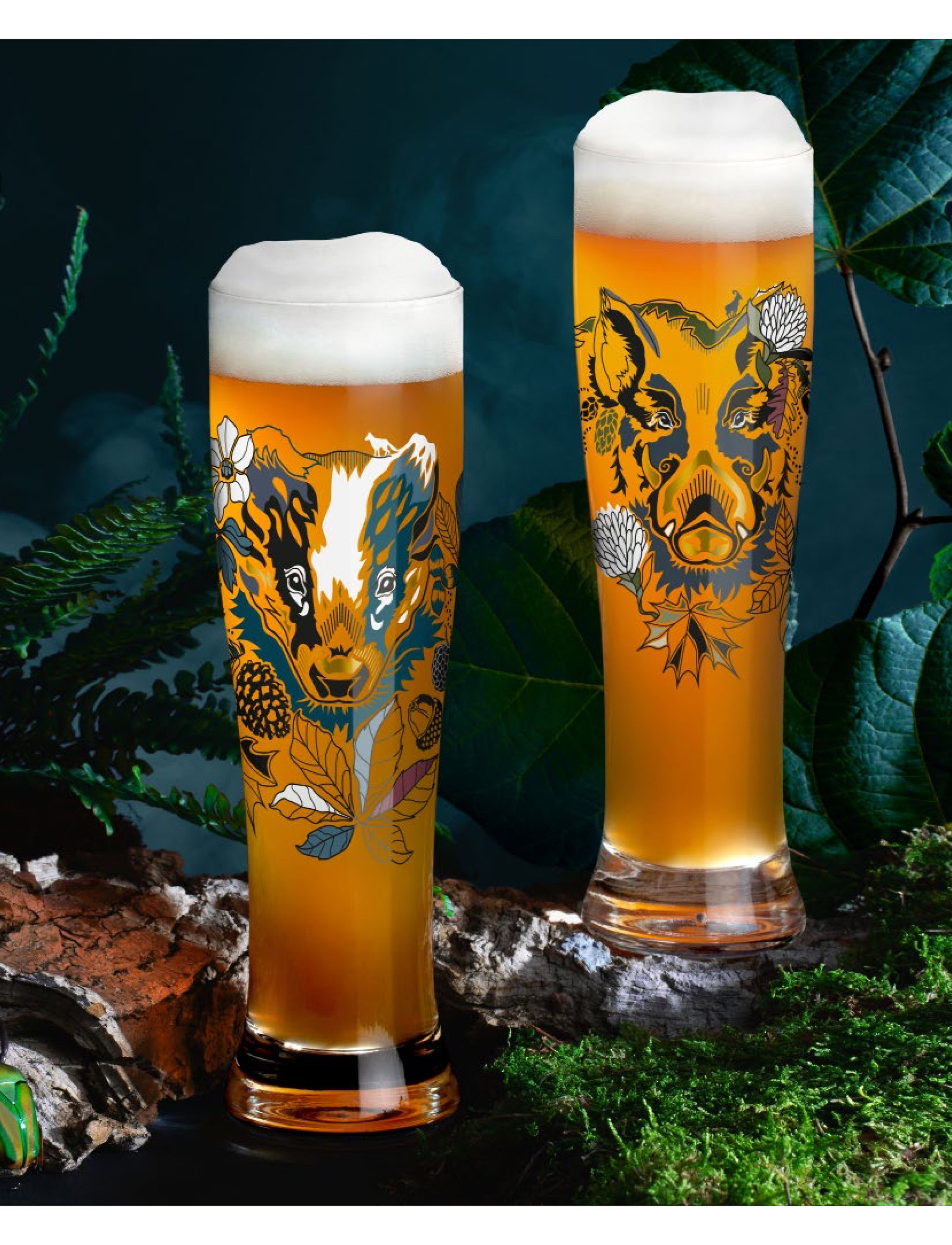 Ritzenhoff Brauchzeit Olieglas Hvede 2-Stk. Nr.: 7 & 8, 64.6 CL, Multi/patterned, Glas > Ølglas, Unisex