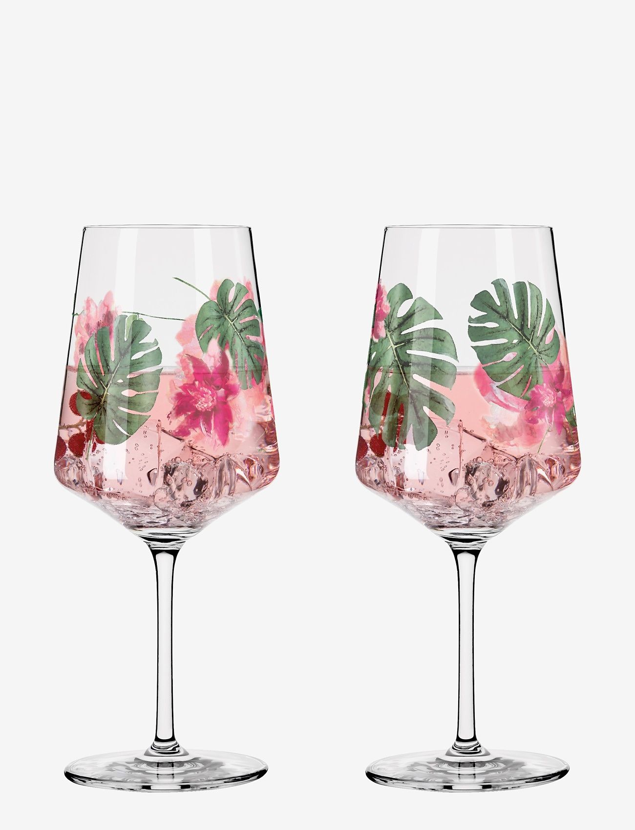 Ritzenhoff Sommersonett Vinglas, 2 Stk., Monstera, Hvid Vinglases, Multi/mønstret, Str: 54.4 CL
