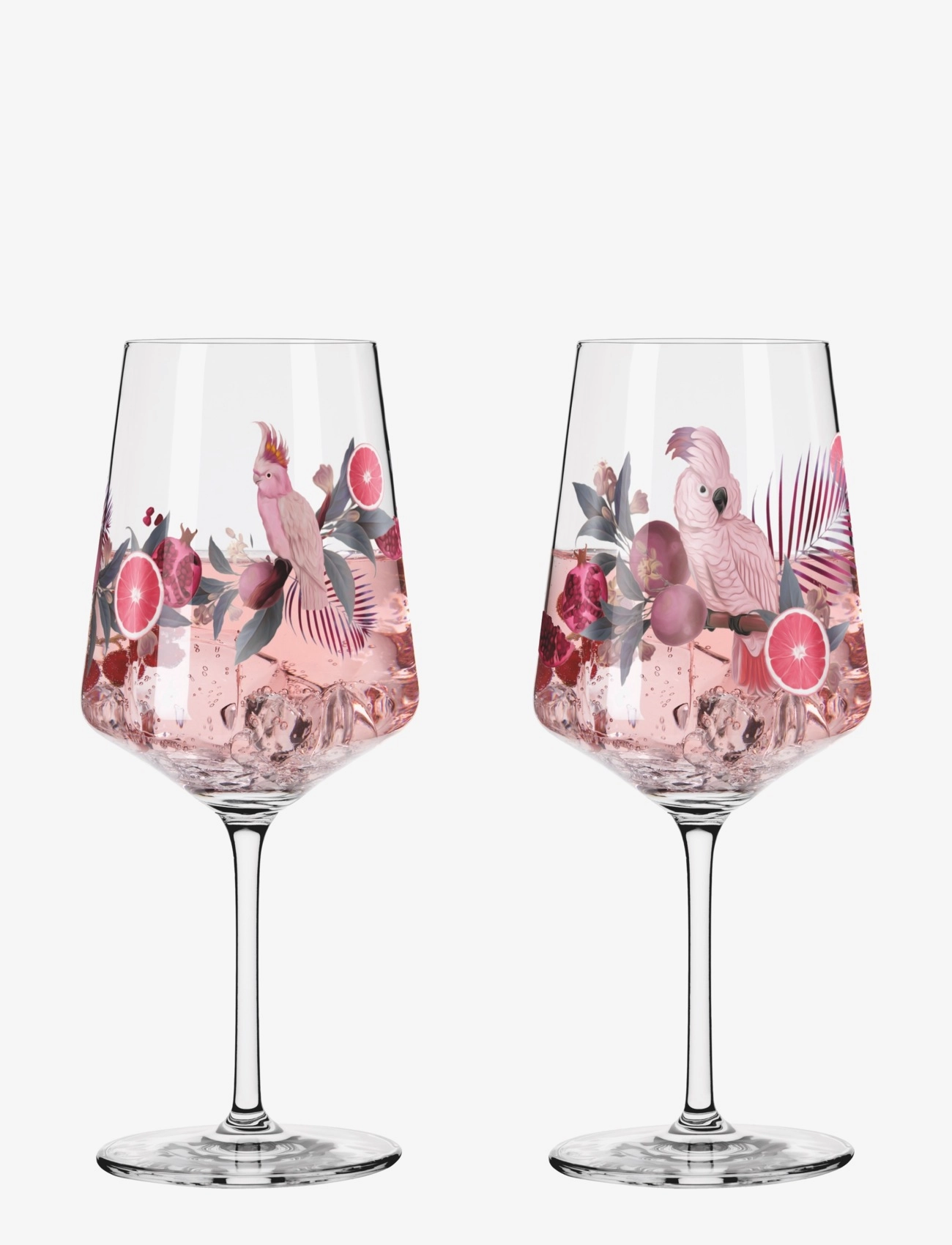Ritzenhoff Sommersonett Vinglas, 2 Stk., Birds, Hvid Vinglases, Pink, Str: 54.4 CL