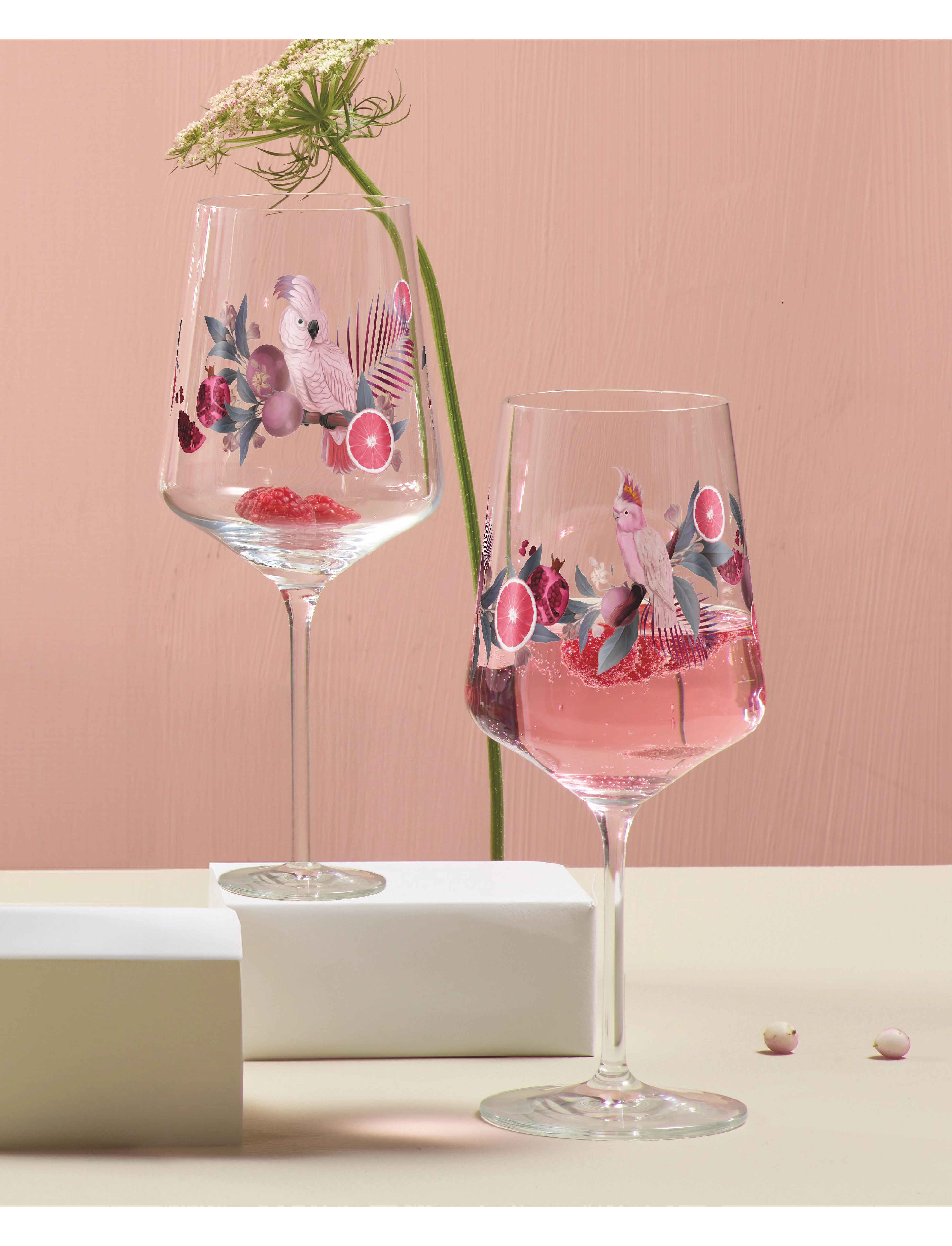 Ritzenhoff Sommersonett Vinglas, 2 Stk., Birds, 54.4 CL, Pink, Vinglas > Hvidvinsglas, Unisex
