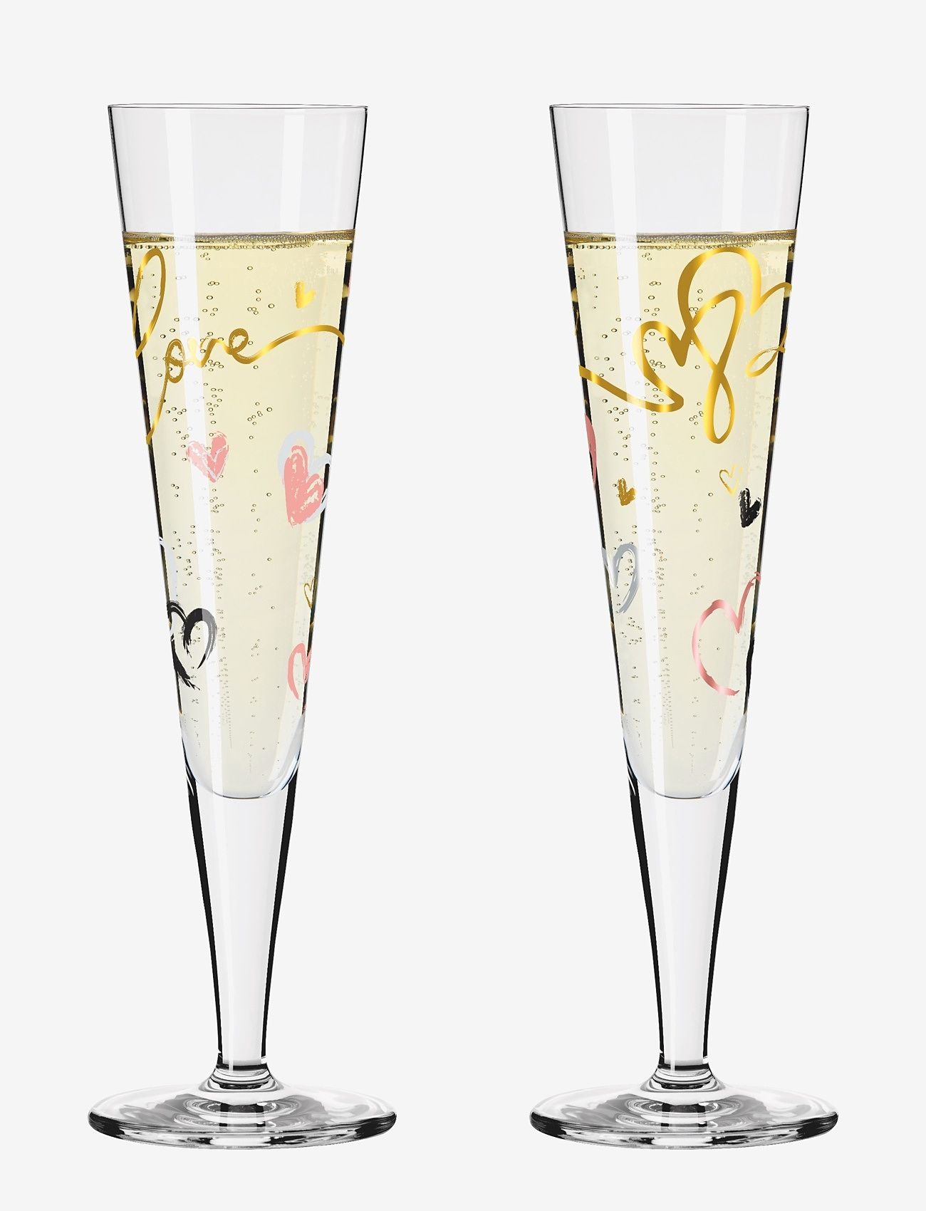 Ritzenhoff Goldnacht Champagneglas, 2 Stk., Hjerter, Champagneglas, Nude, Str: 20.5 CL
