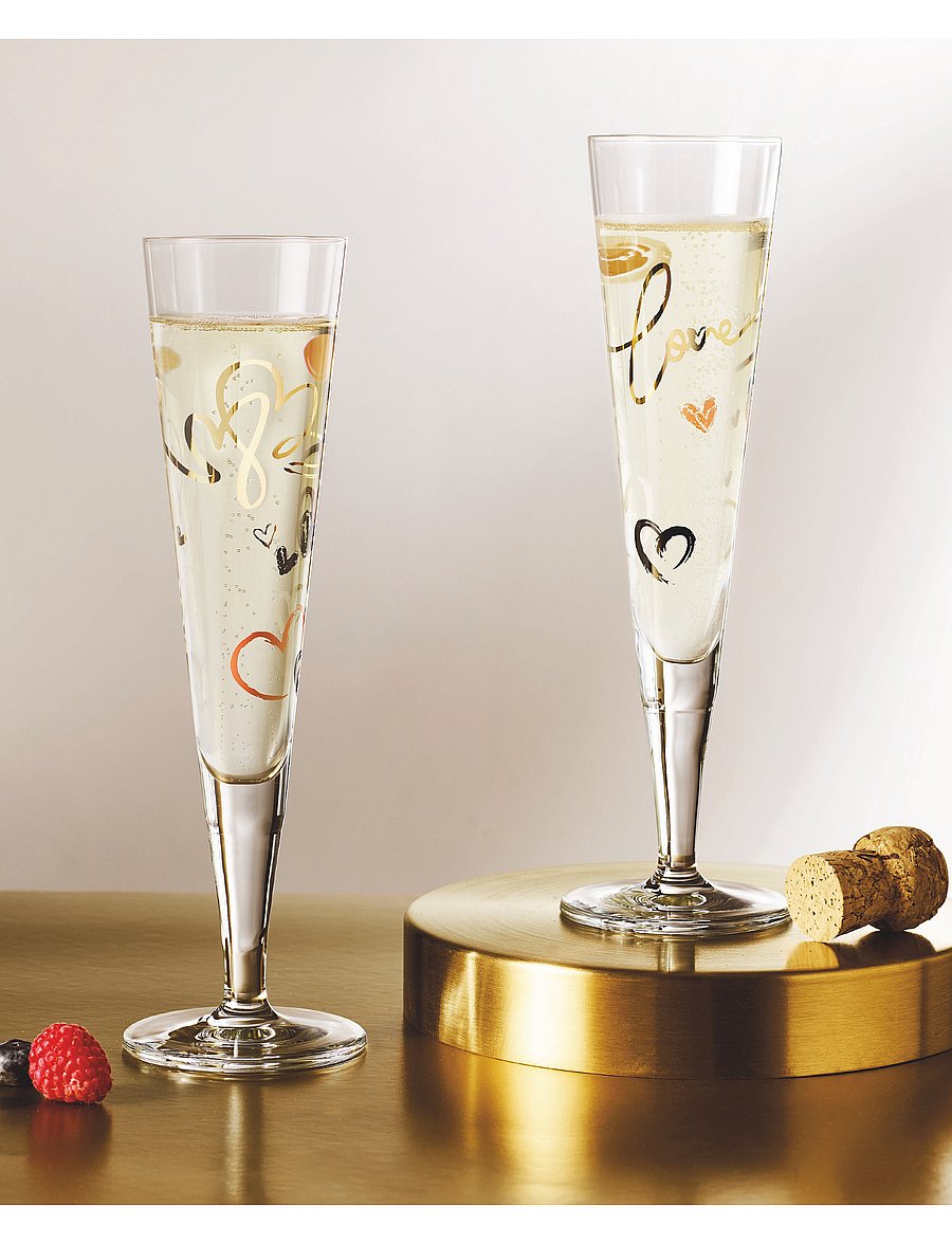 Ritzenhoff - Goldnacht Champagneglas 2-pack - Šampanjaklaasid - hearts - 0